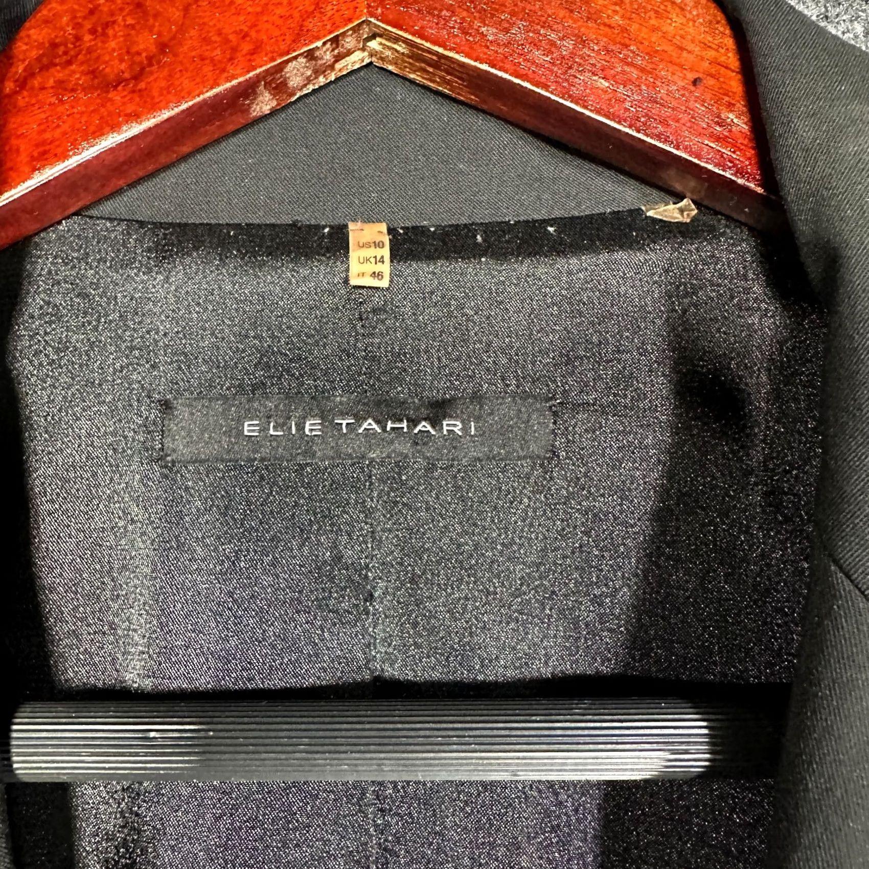 Elie Tahari Elie Tahari Blazer Womens 10 Jacket One-Button Notch Collar Pockets Lined Stretch Black Blazer, 10 Womens Mens Womens? Size L / US 10 / IT 46 - 5 Thumbnail