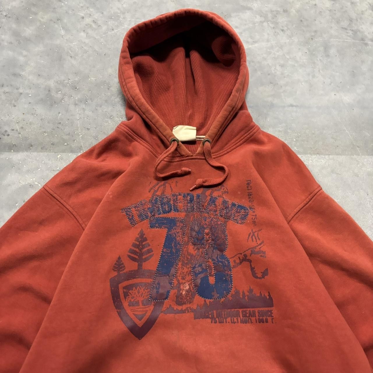 Timberland × Vintage Crazy Vintage Y2K/2000s Grunge Orange Timberland y2k Style Streetwear Hoodie! Size US XXL / EU 58 / 5 - 2 Thumbnail