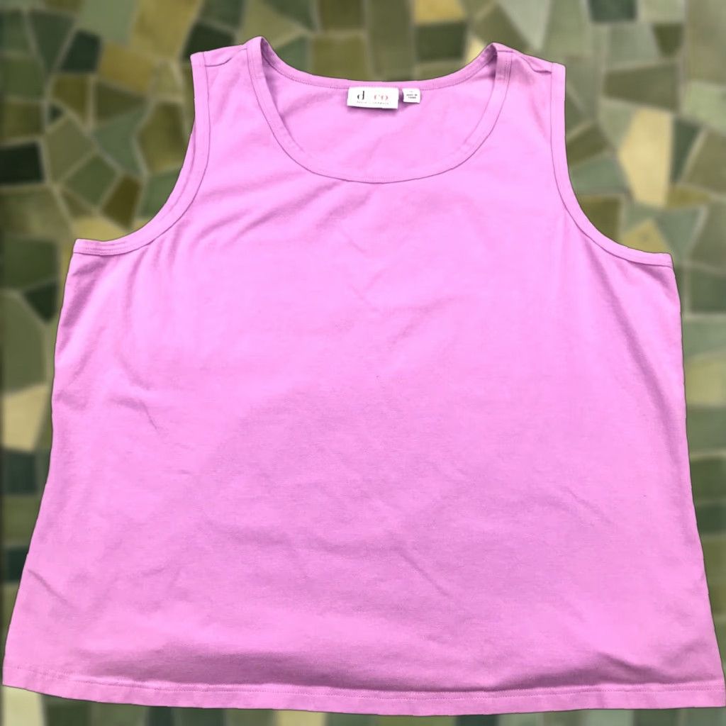 Denim & Co. VINTAGE Denim & Co. Tank Top Shirt Women 1X Purple Cotton Spandex Jersey Sleeveless Casual 90s Event Mens Womens? Size XL / US 12-14 / IT 48-50 - 1 Thumbnail