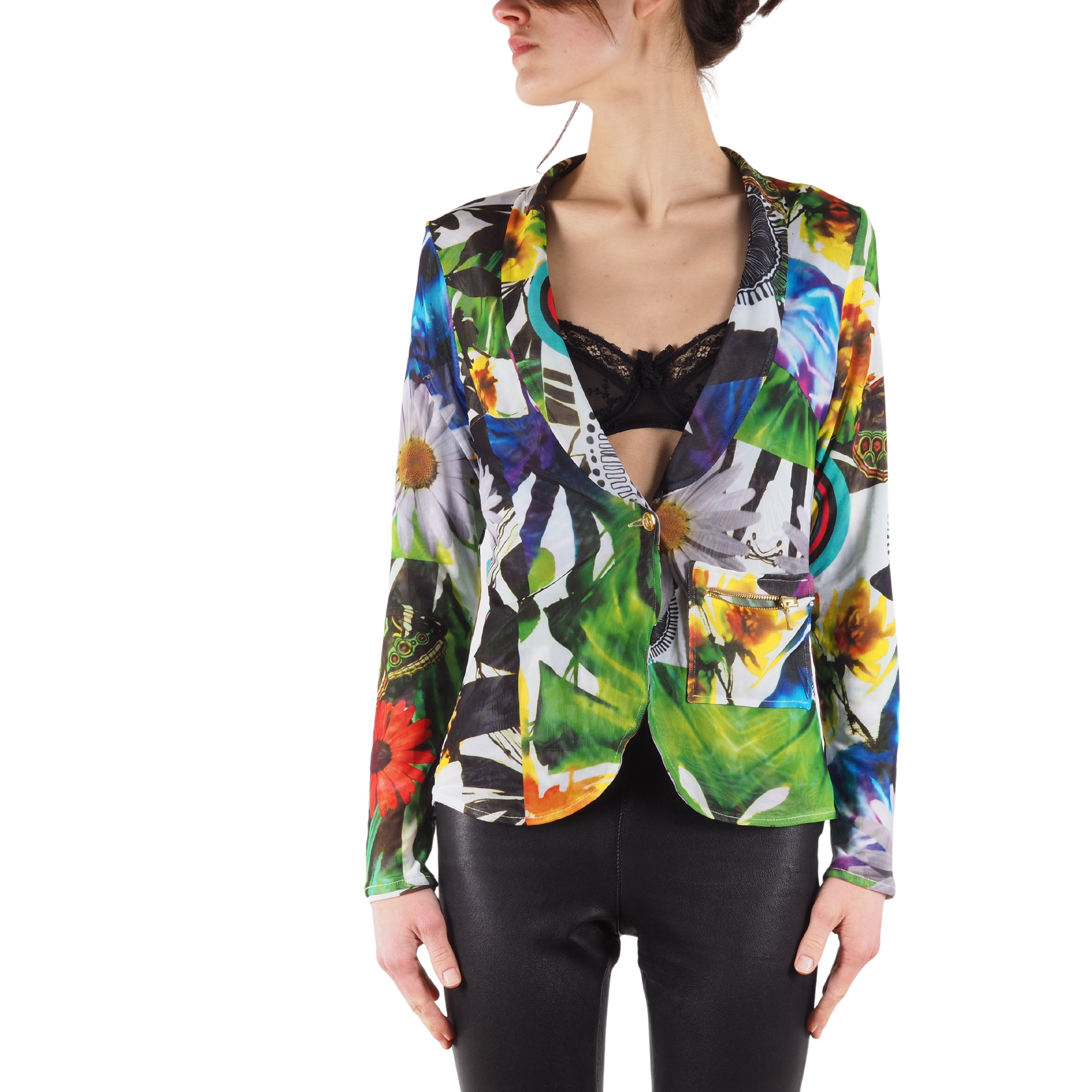 Desigual Floral Blazer DESIGUAL Mesh Floral Flowers Lightweight Blazer  Jacket