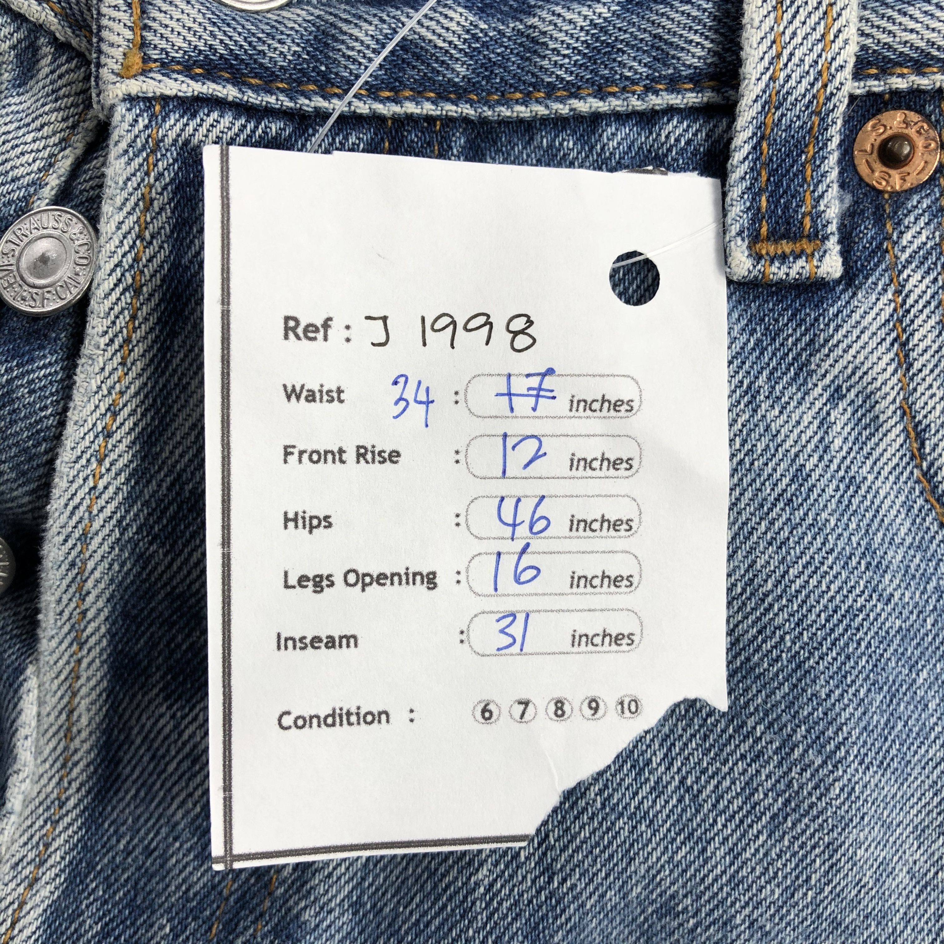 Levi's 90s Vintage Light Wash Levis 501 Jeans-J1998 Size US 26 / EU 42 - 13 Thumbnail
