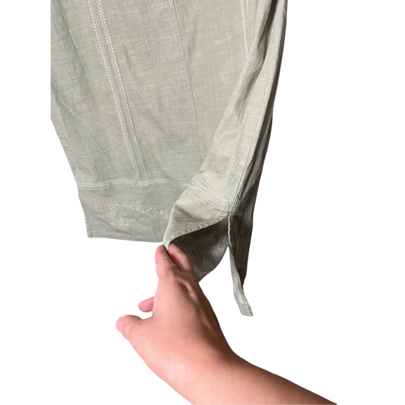 Denim & Co. Vintage Denim & Co Light Green Maxi Skirt Embroidered Hem Si Size 35" - 5 Thumbnail