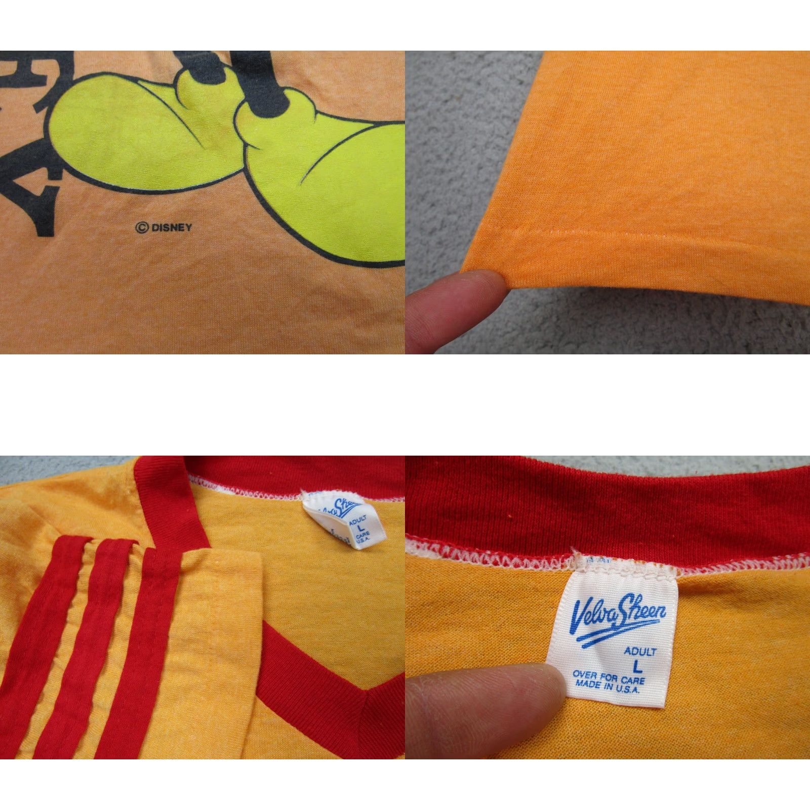Velva Sheen VINTAGE Velva Sheen Disney Shirt Men L Yellow Mickey Mouse 80s Jersey T-Shirt Size US L / EU 52-54 / 3 - 8 Thumbnail