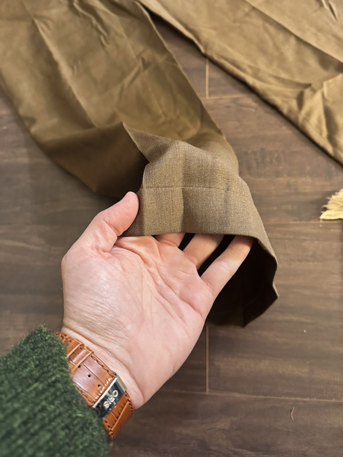 Santorelli Luxury Serge tobacco brown virgin wool pleated trousers Size 42S - 3 Thumbnail