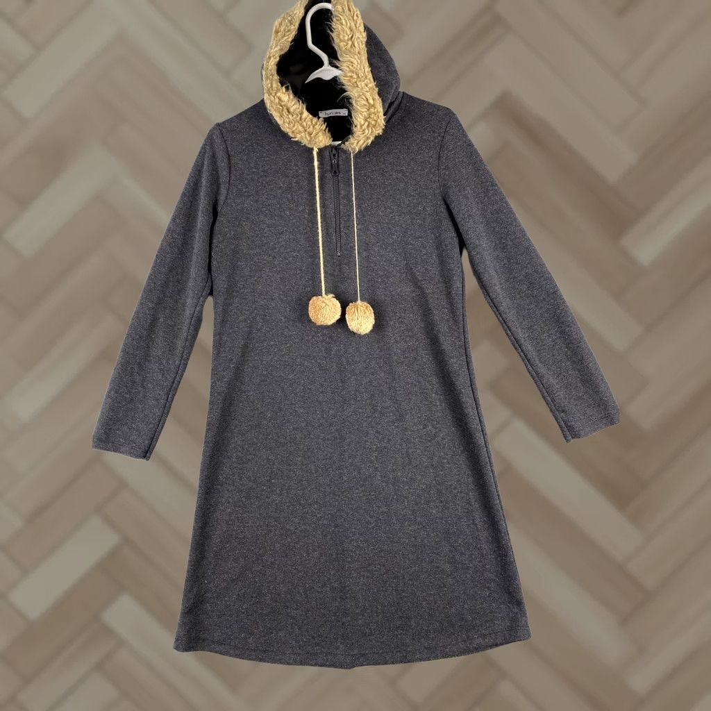 Vintage Hunnes Sweater Coat Hoodie 1/4 Zip Women’s Size M Charcoal Gray Knit Cotton Long Sleeve Solid Pullover Midi Fall Winter Spring Womens Size M / US 6-8 / IT 42-44 - 1 Thumbnail