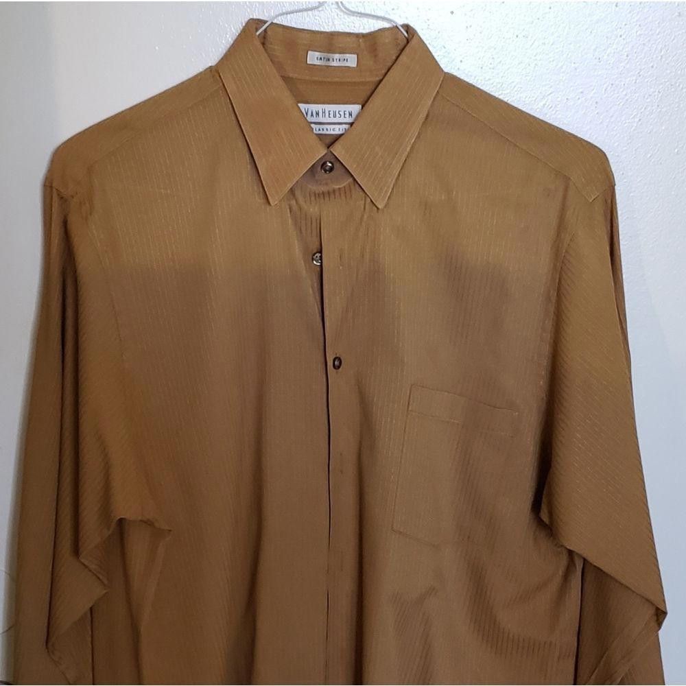 Van Heusen CT1061b Van Heusen Satin Stripe Classic Fit Shirt Size 16 Size 38R - 1 Thumbnail