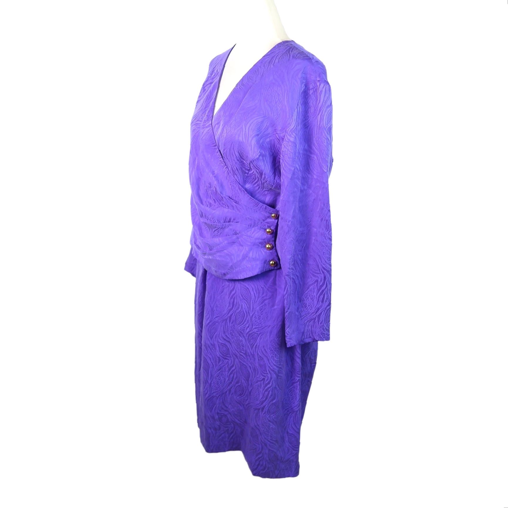 Vintage VINTAGE Argenti royal purple silk top and skirt suit set 12 1990s Cocktail Silk Women’s Dress Suit Size XL / US 12-14 / IT 48-50 - 3 Thumbnail