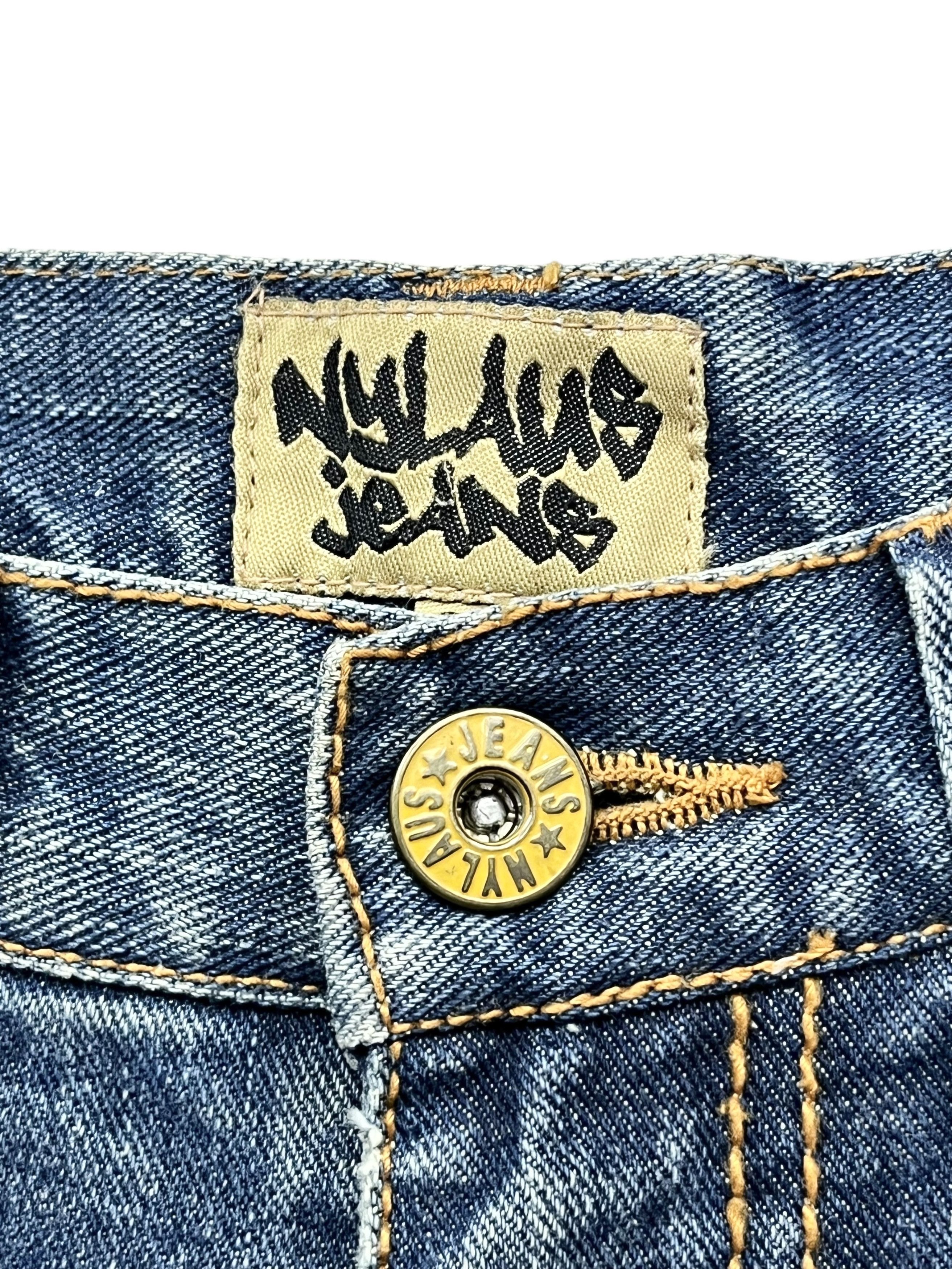 If Six Was Nine FYE🔥NYLAUS Clawmark Whisker Studded Gems Flap Flare Jeans Size US 30 / EU 46 - 15 Thumbnail