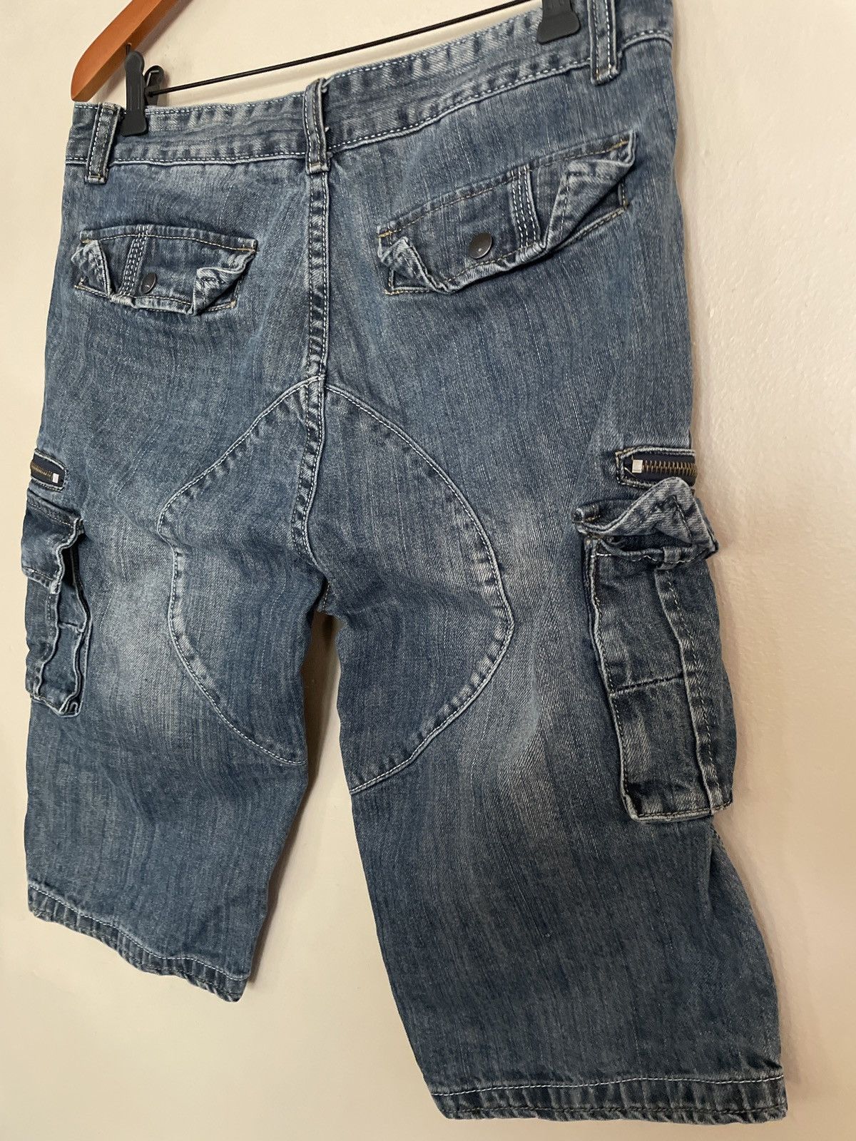 Designer × Vintage Vintage Blue Jean Denim Shorts JORTS Skater Cargo Baggy Y2K Size US 32 / EU 48 - 6 Thumbnail