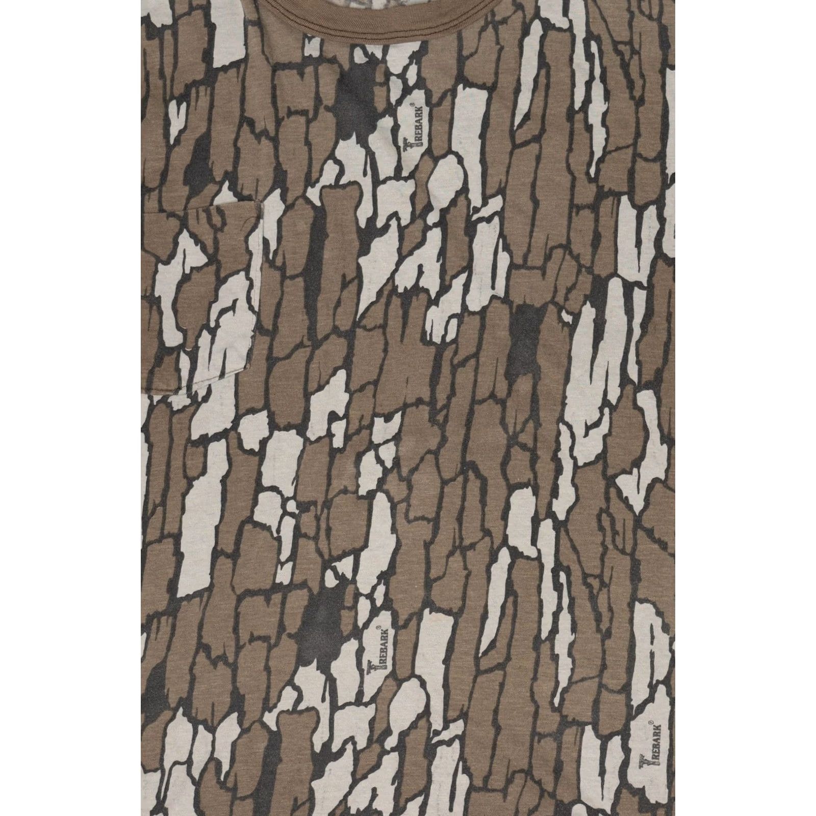 Bark VINTAGE Bark Camouflage T-Shirt Mens Medium Brown 1990s Short Sleeve Unisex Adults Size US M / EU 48-50 / 2 - 3 Thumbnail