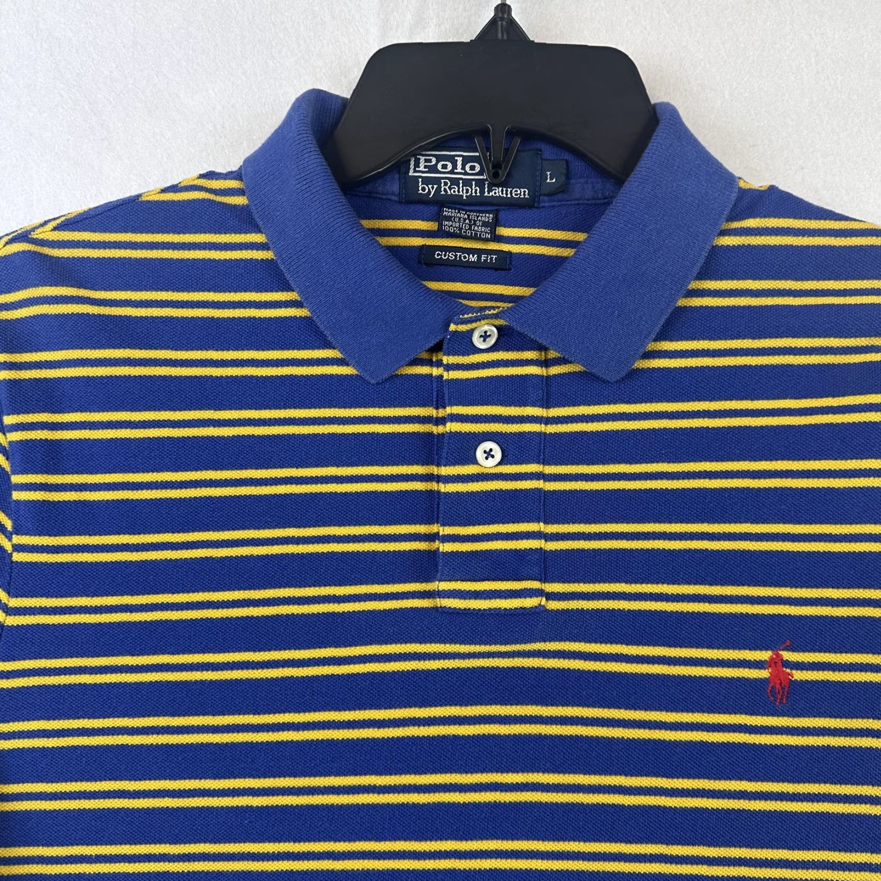 Polo Ralph Lauren Polo Ralph Lauren Shirt Mens Large Blue Yellow Striped Custom Fit Classic Size US L / EU 52-54 / 3 - 3 Thumbnail