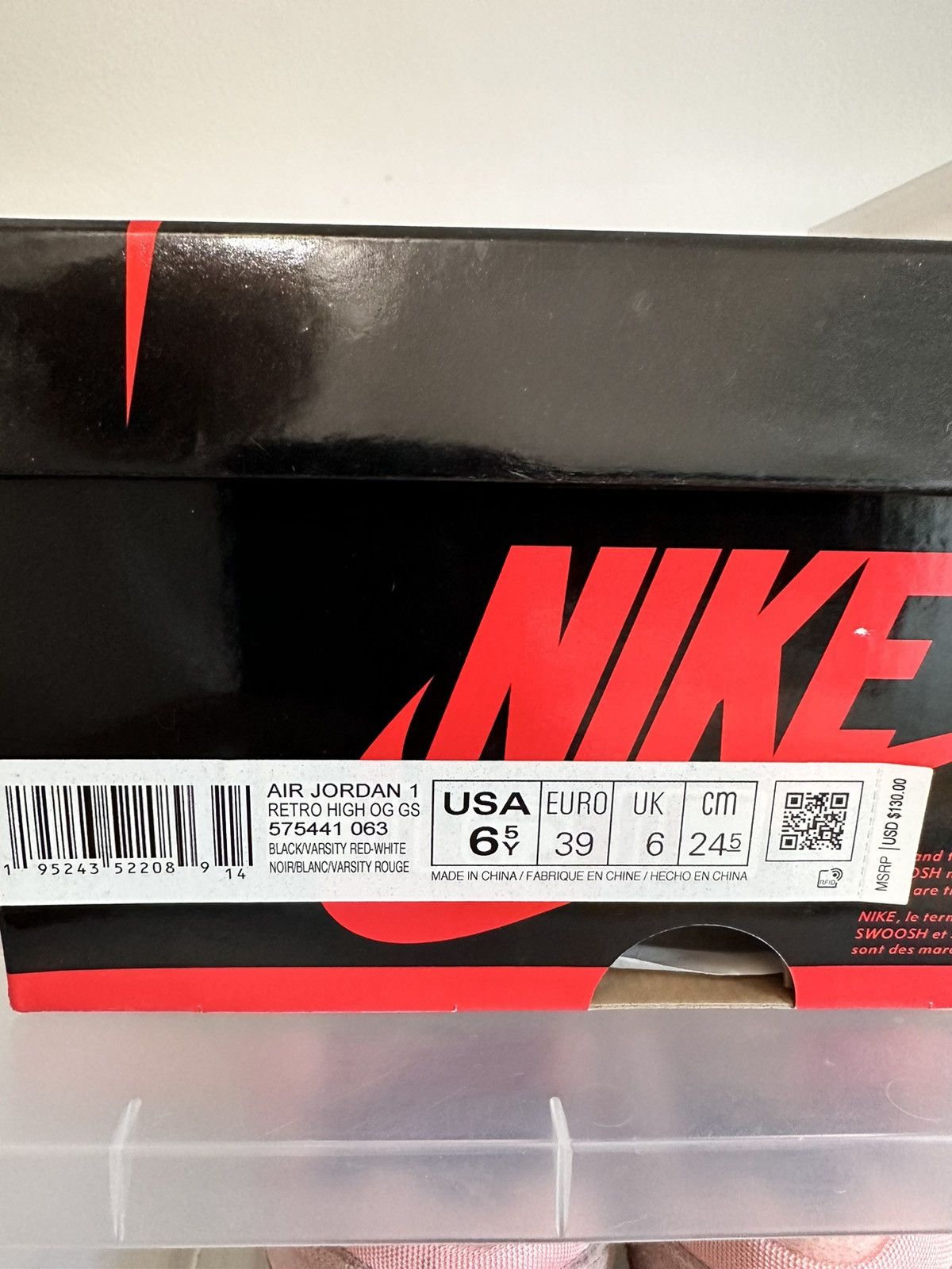 Jordan Brand × Nike Jordan 1 Retro High OG Patent Bred Size US 6.5 / EU 39-40 - 7 Thumbnail