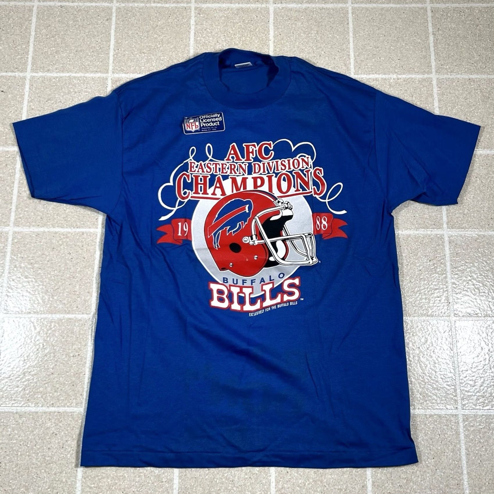 NFL VINTAGE Trench Buffalo Bills 1988 AFC Championship Tshirt XL Football NFL Shirt Mens Blue Size US XL / EU 56 / 4 - 2 Thumbnail