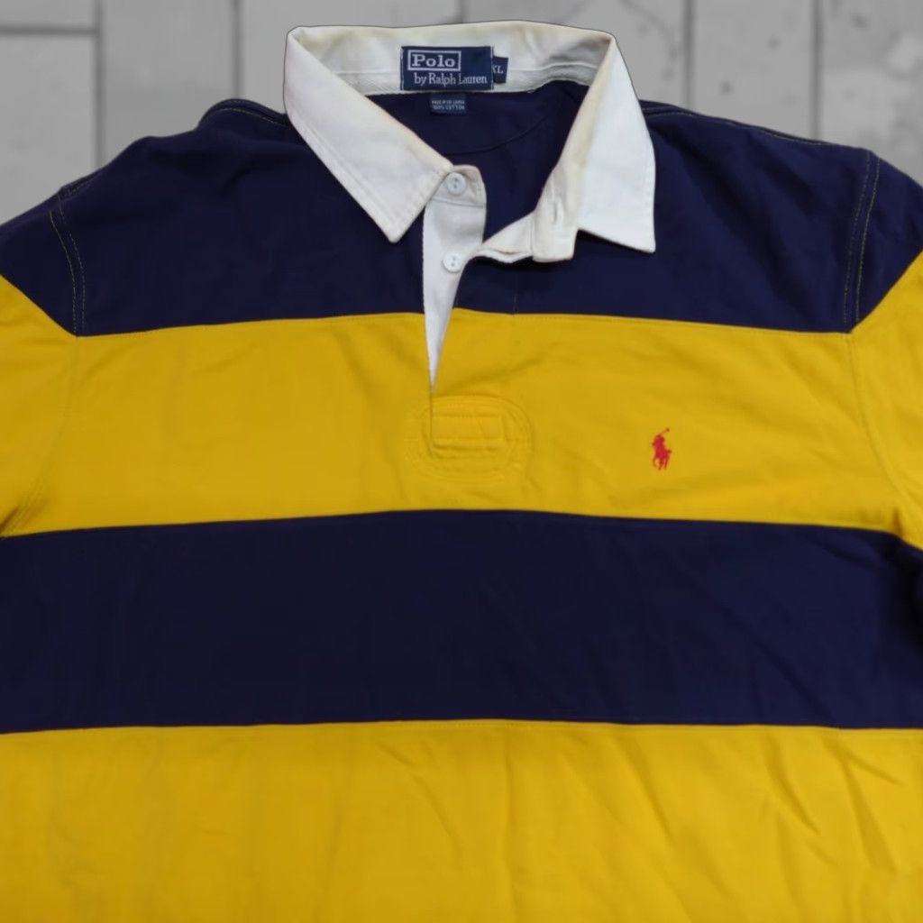 Polo Ralph Lauren VINTAGE Polo Ralph Lauren Polo Shirt XL Blue Stripe Shirt Men Regular Short Sleeve Knit Cotton Embroidered Size US XL / EU 56 / 4 - 1 Thumbnail
