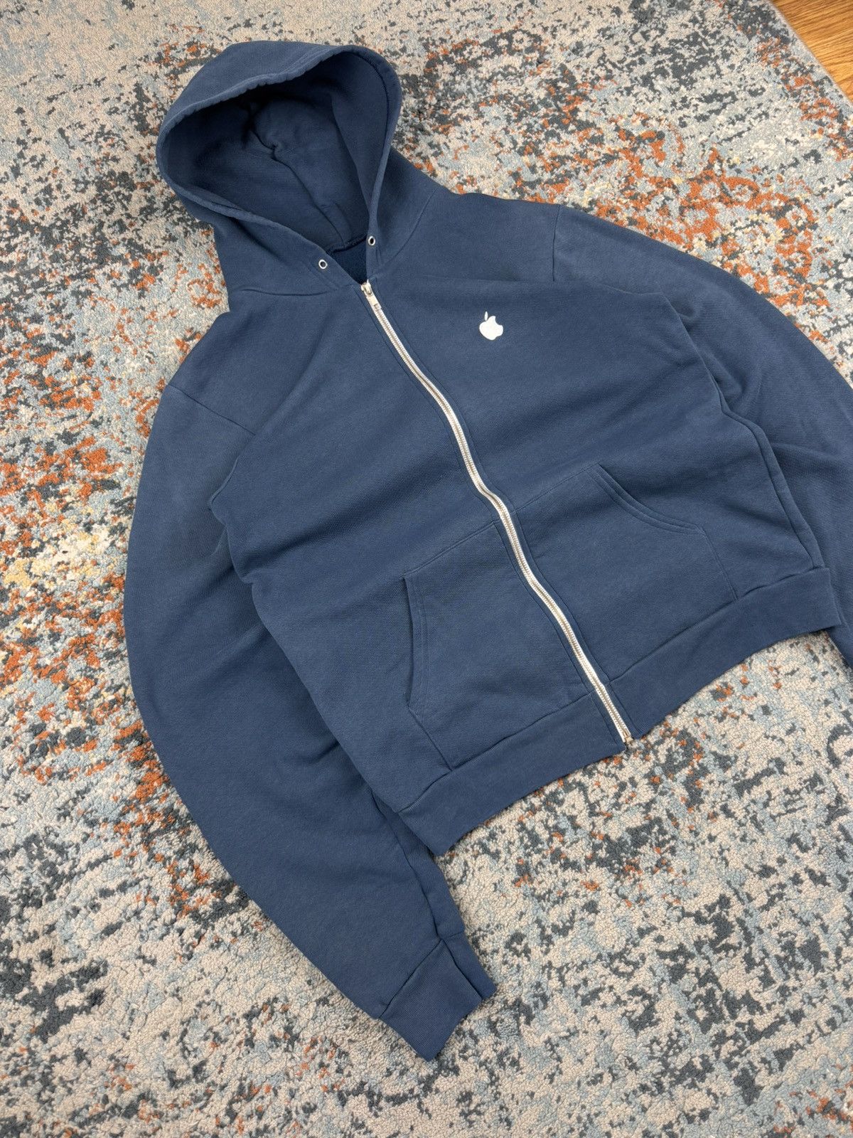 Apple × Vintage Vintage 00s Apple logo marine blue zip hoodie Boxy USA made Size US M / EU 48-50 / 2 - 2 Thumbnail
