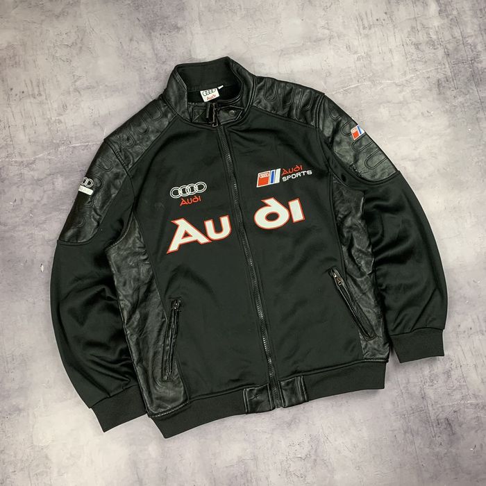 Vintage Rare ! Vintage Leather Racing Jacket Audi Big Logo RS | Grailed