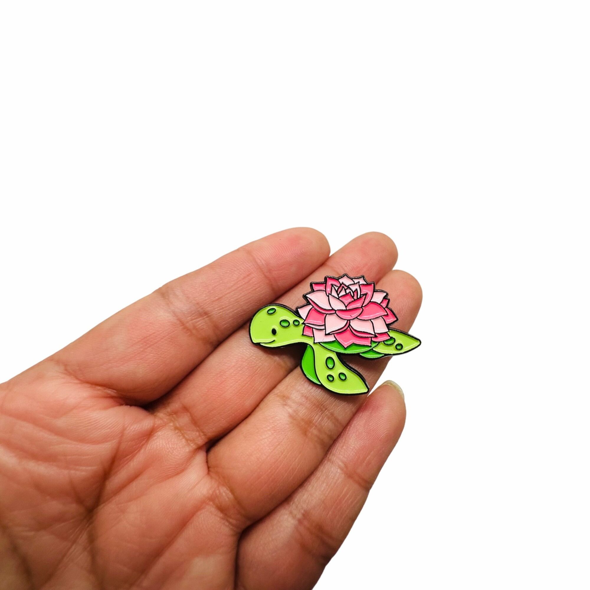 Other 🤩Cute Turtle enamel pin with lotus flower Design - Green Tu Size ONE SIZE - 2 Thumbnail