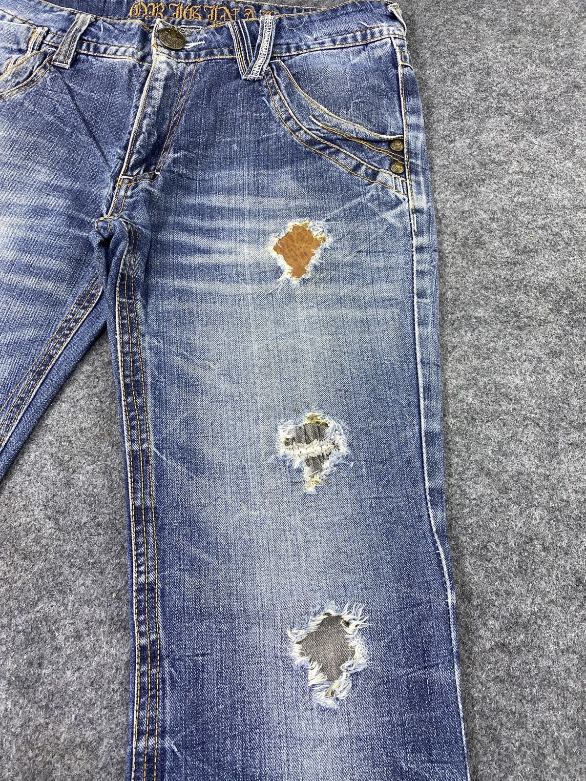 Japanese Brand × Jean Japanese Brand Distress Blue Wash Flare Jeans - J979 Size US 33 - 12 Thumbnail