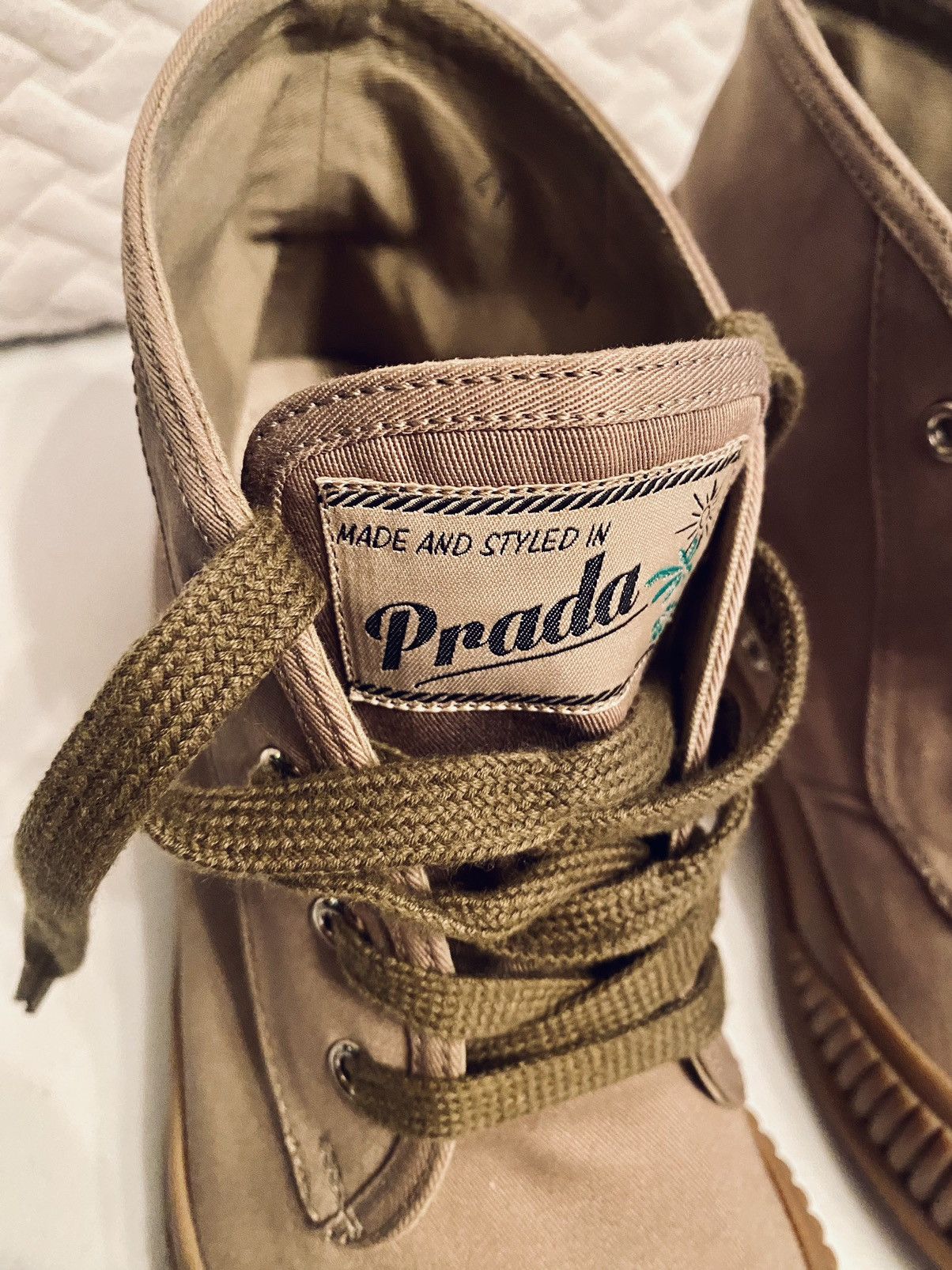 Prada Prada 🇮🇹 Khaki Denim Dipped Toe Techno Sneakers 7.5 US NEW Size US 7.5 / EU 40-41 - 2 Thumbnail