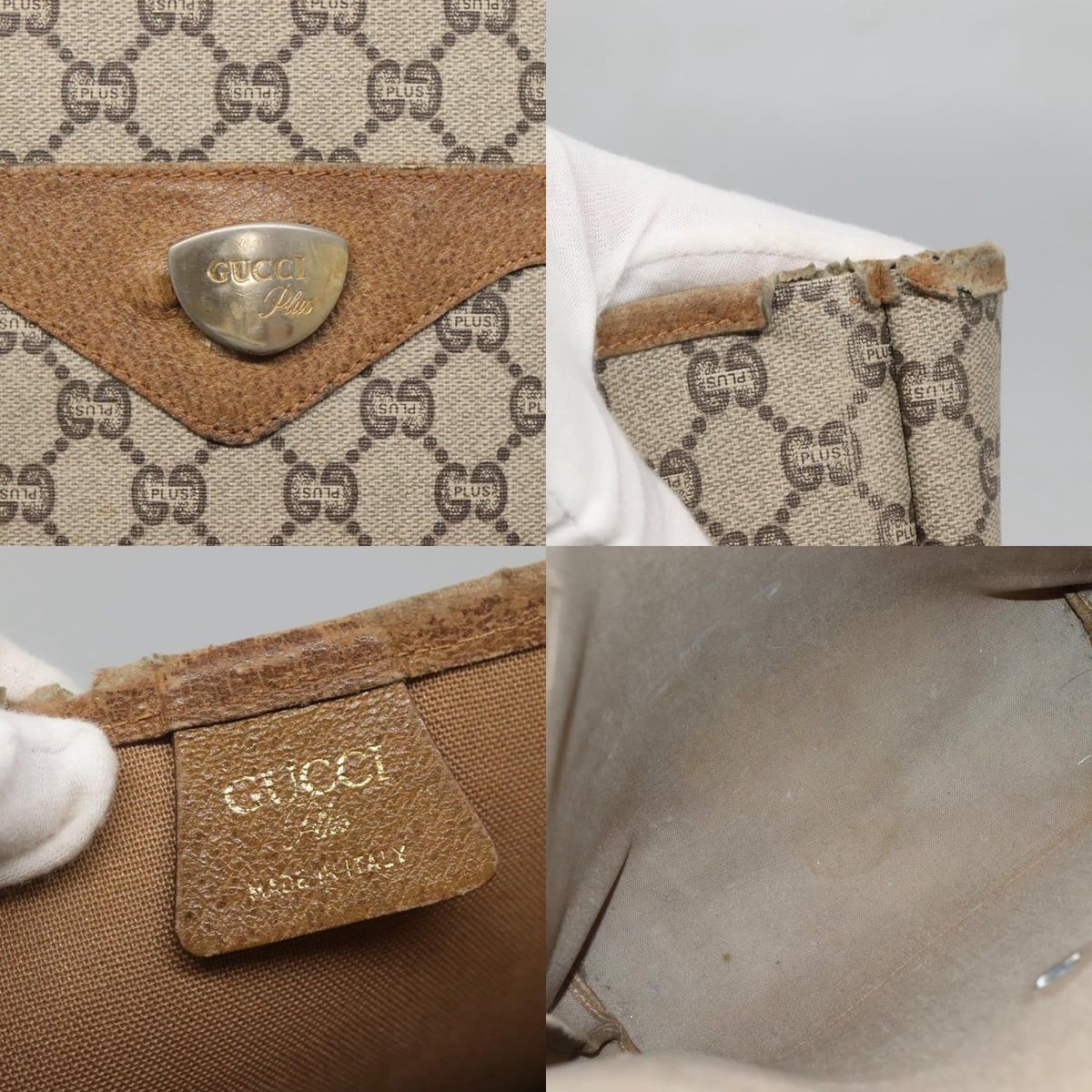 Gucci GUCCI GG Plus Supreme Web Sherry Line Tote Bag Pvc Beige Size ONE SIZE - 11 Thumbnail