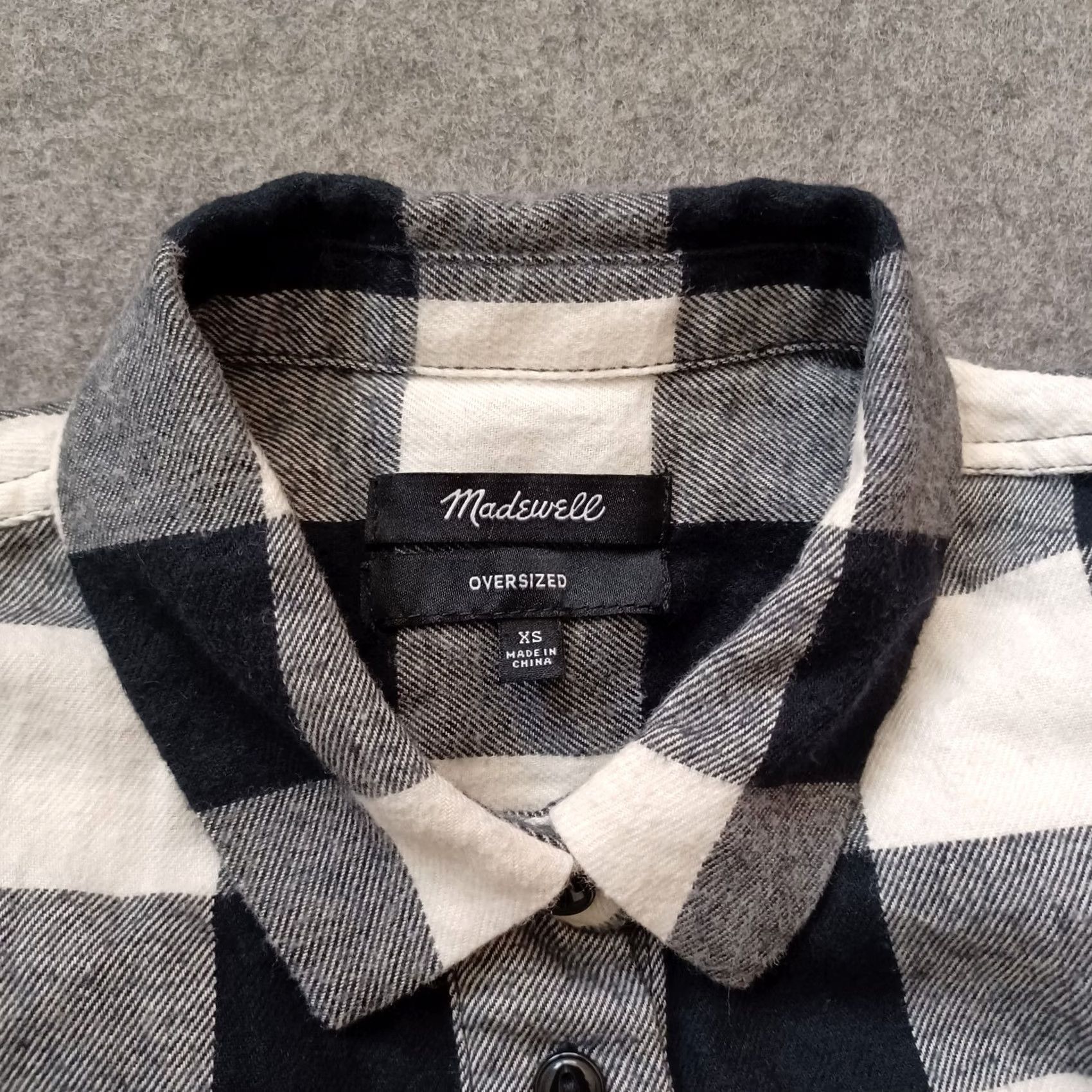 Madewell Madewell Shirt XS Black Ivory Check Oversized Button Up Long Sleeve Top Womens Size XS / US 0-2 / IT 36-38 - 6 Thumbnail