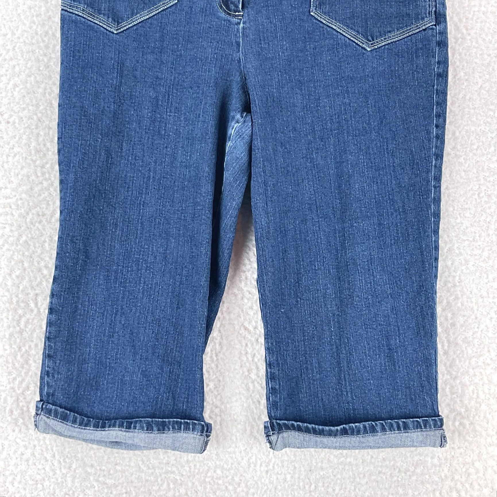 Vintage Christopher & Banks Jeans Capri Womens Size 12 Blue Denim Stretch High-Rise Casual Pants Size 34" / US 12 / IT 48 - 3 Thumbnail