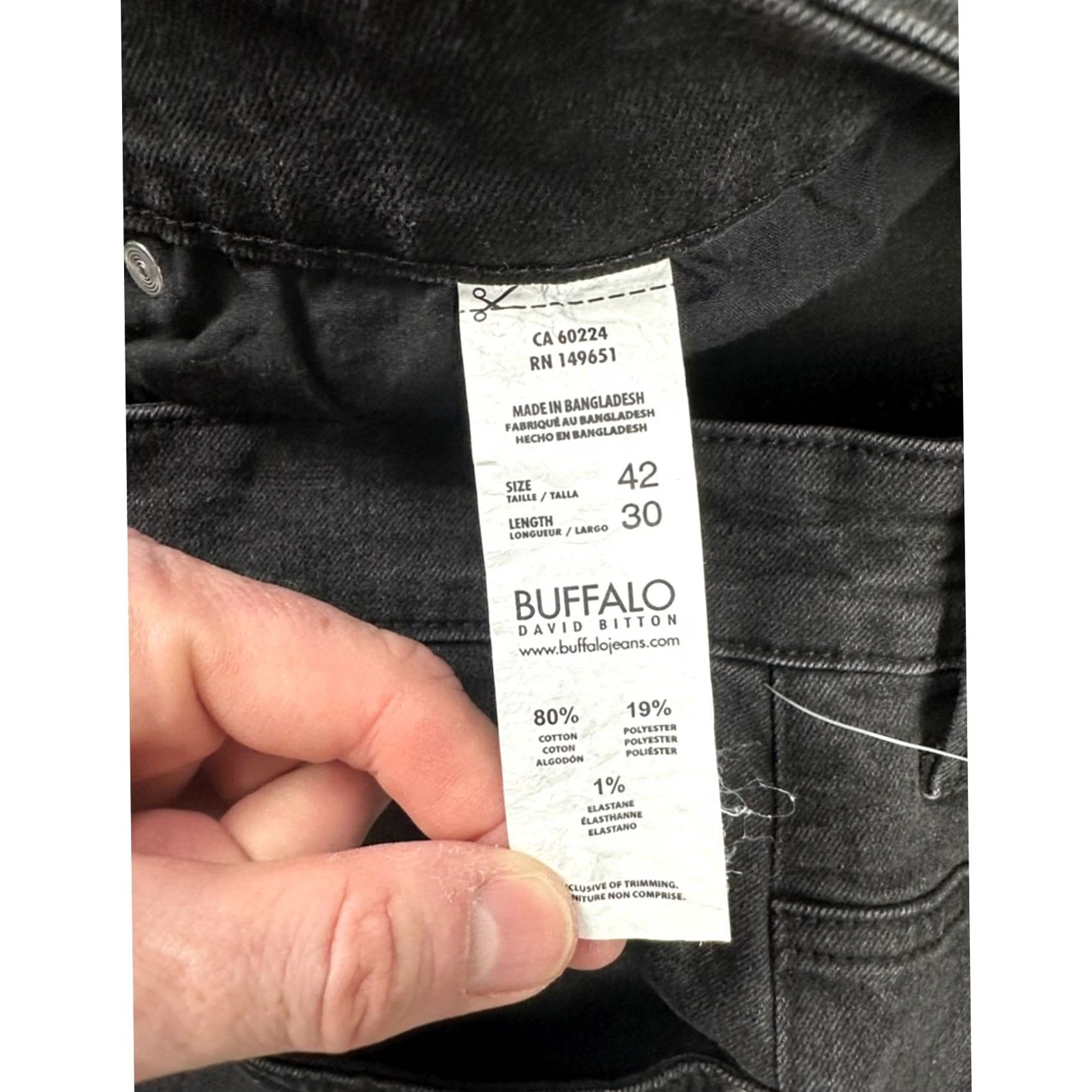 Buffalo David Bitton VINTAGE Buffalo David Bitton Evan Black Sanded Slim Straight Stretch Jeans 42x30 Mens Regular 42 Black Slim Straight Jeans Size US 42 / EU 58 - 7 Thumbnail