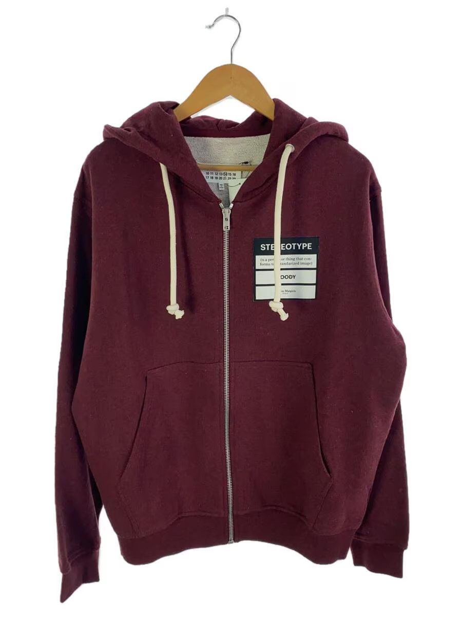 image of Maison Margiela Stereotype Zip Hoodie in Burgandy, Men's (Size Medium)