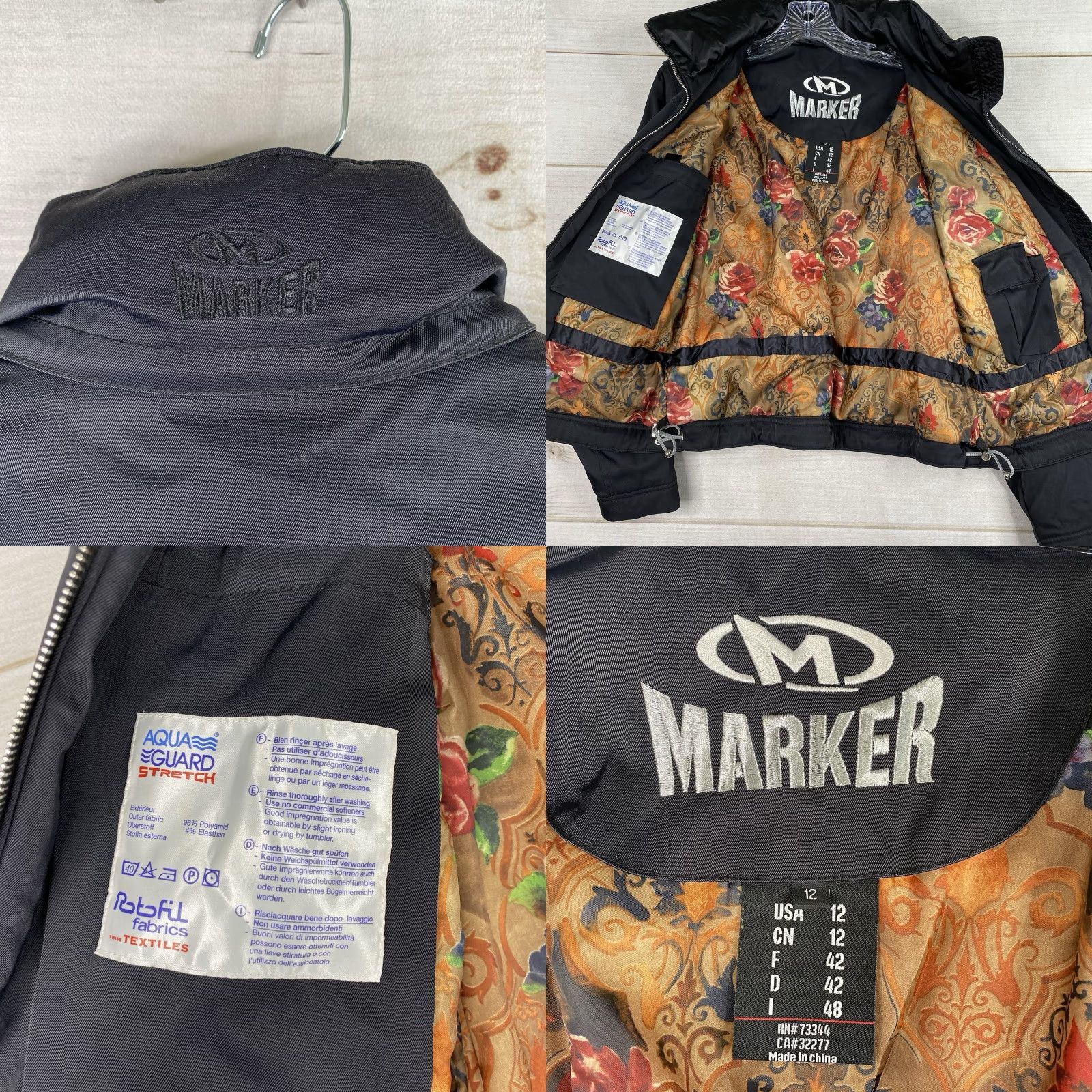 Barker Marker Jacket Womens 12 Black Snow Full Zip Riding Aqua Guard Stretch Zip Jacket Size XL / US 12-14 / IT 48-50 - 8 Thumbnail
