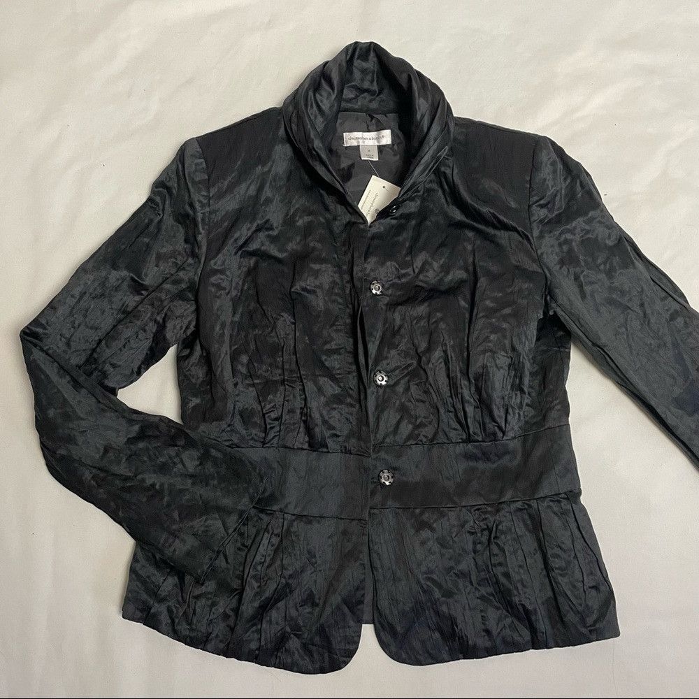Other NWT New Christopher & Banks Black Crinkle Cotton Blend Jack Size M / US 6-8 / IT 42-44 - 5 Thumbnail