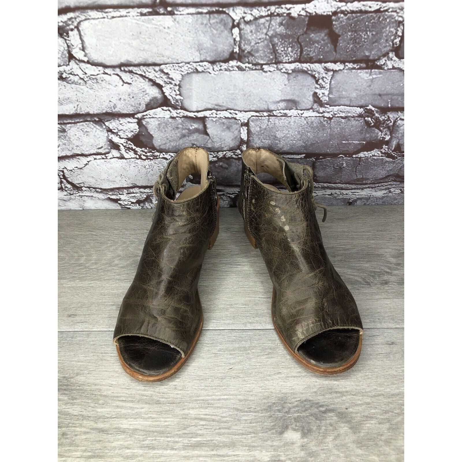 Other Baske California Ariel Olive Leather Lace Zip Open Toe Heel Size US 6 / IT 36 - 21 Thumbnail