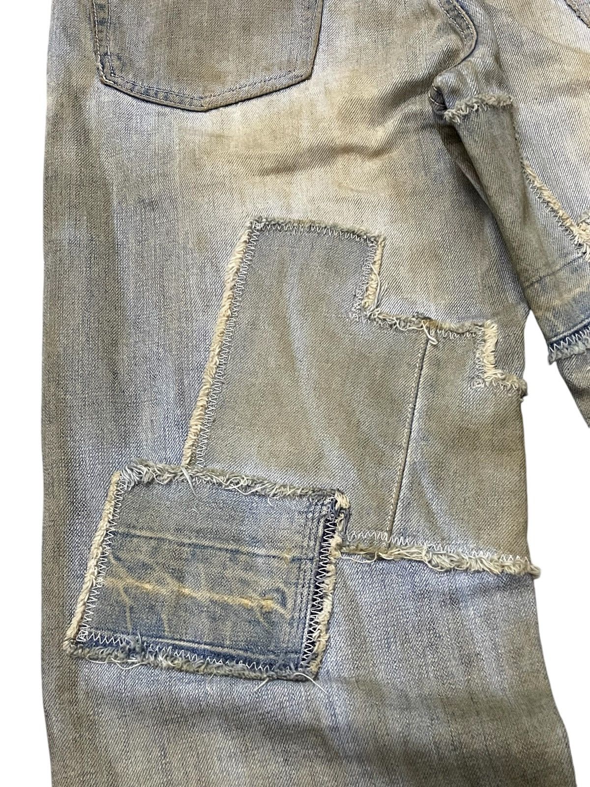 GOSTAR DE FUGA × Hysteric Glamour × Junya Watanabe 6RageBlue Japan Patchwork Distressed Muddy Wash Jeans Size US 34 / EU 50 - 16 Thumbnail