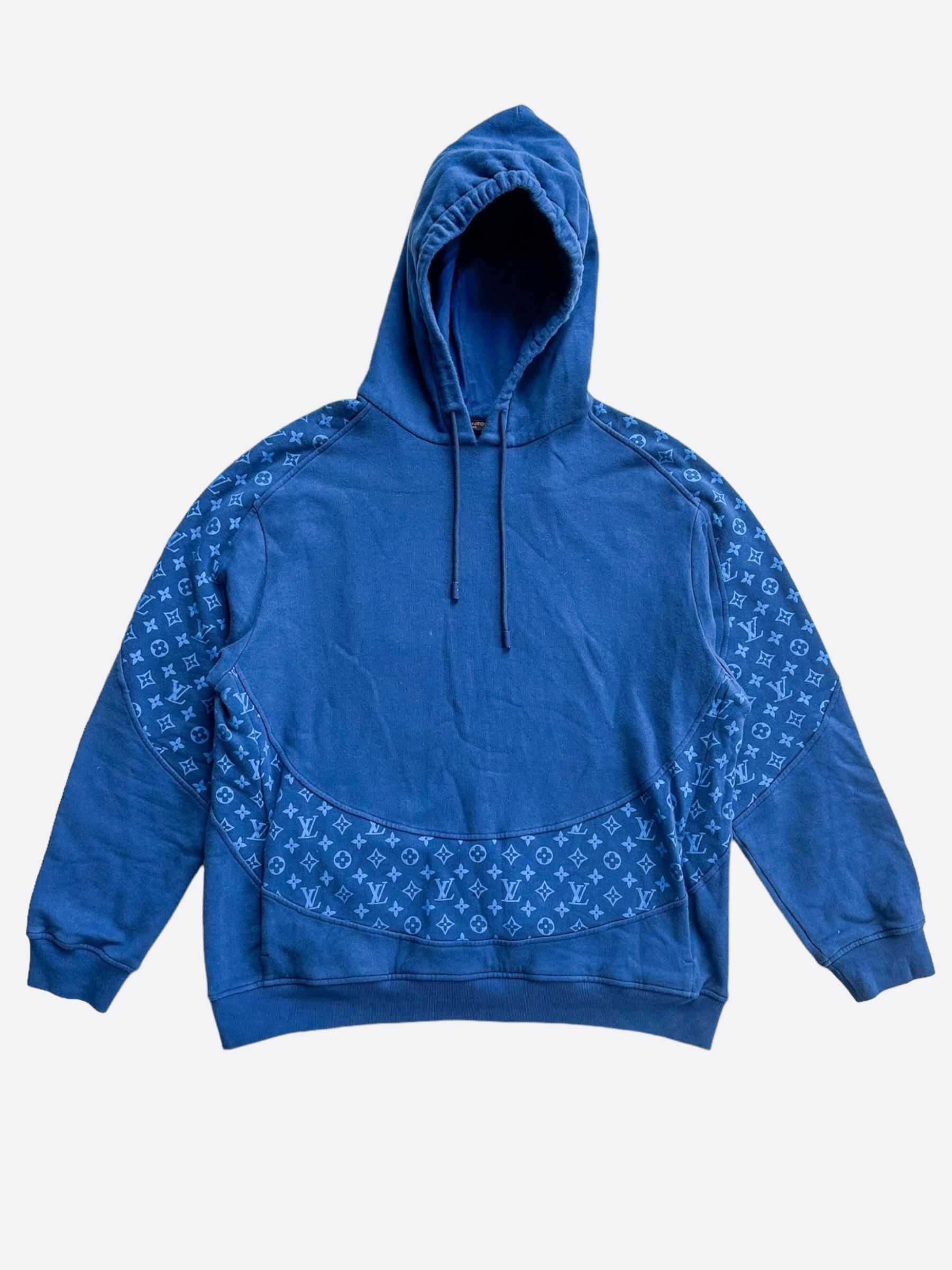 image of Louis Vuitton Blue Circle Cut Monogram Hoodie, Men's (Size XL)
