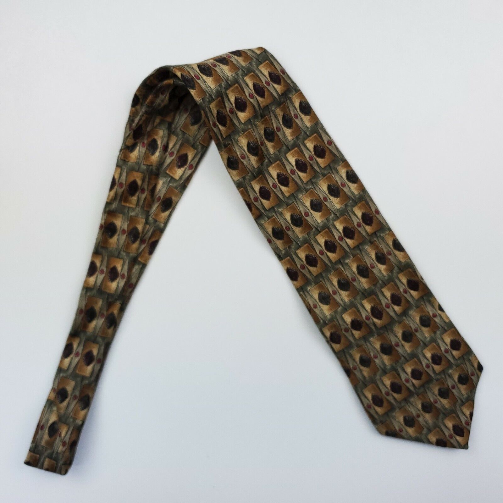 Alexander Julian Colours Alexander Julian Geometric Green Silk Tie Short Wide Size ONE SIZE - 6 Thumbnail