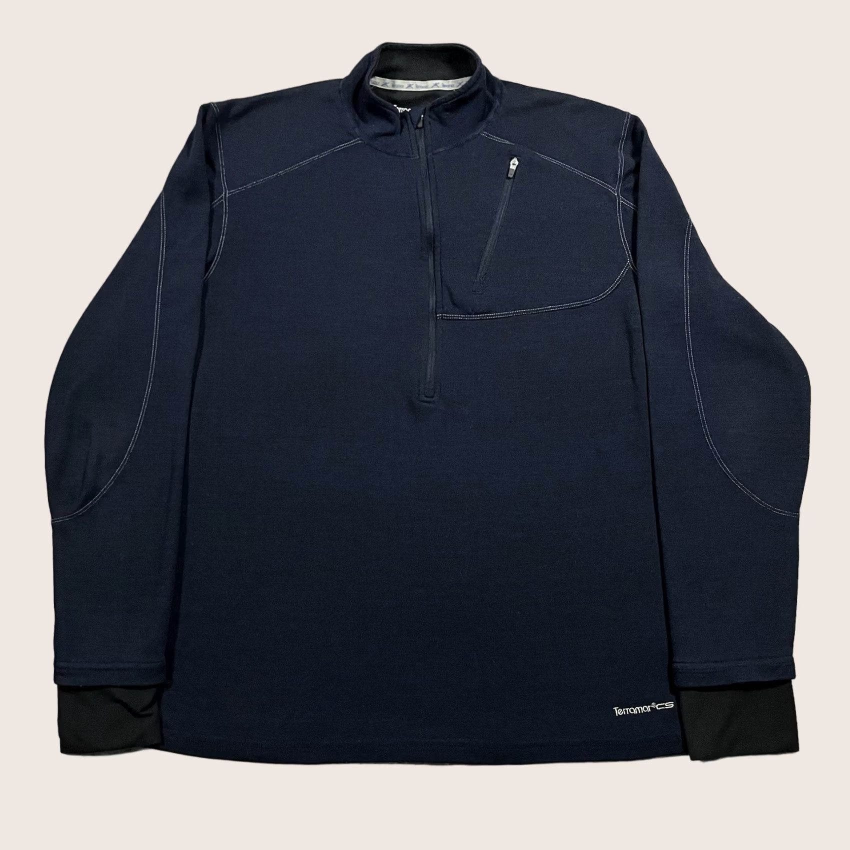 Layer 8 Terramar 1/4 Zip Mens L Base Layer Pullover Climasense Outdoor Thermal Wool Blue Shirt/Top Size US L / EU 52-54 / 3 - 1 Thumbnail