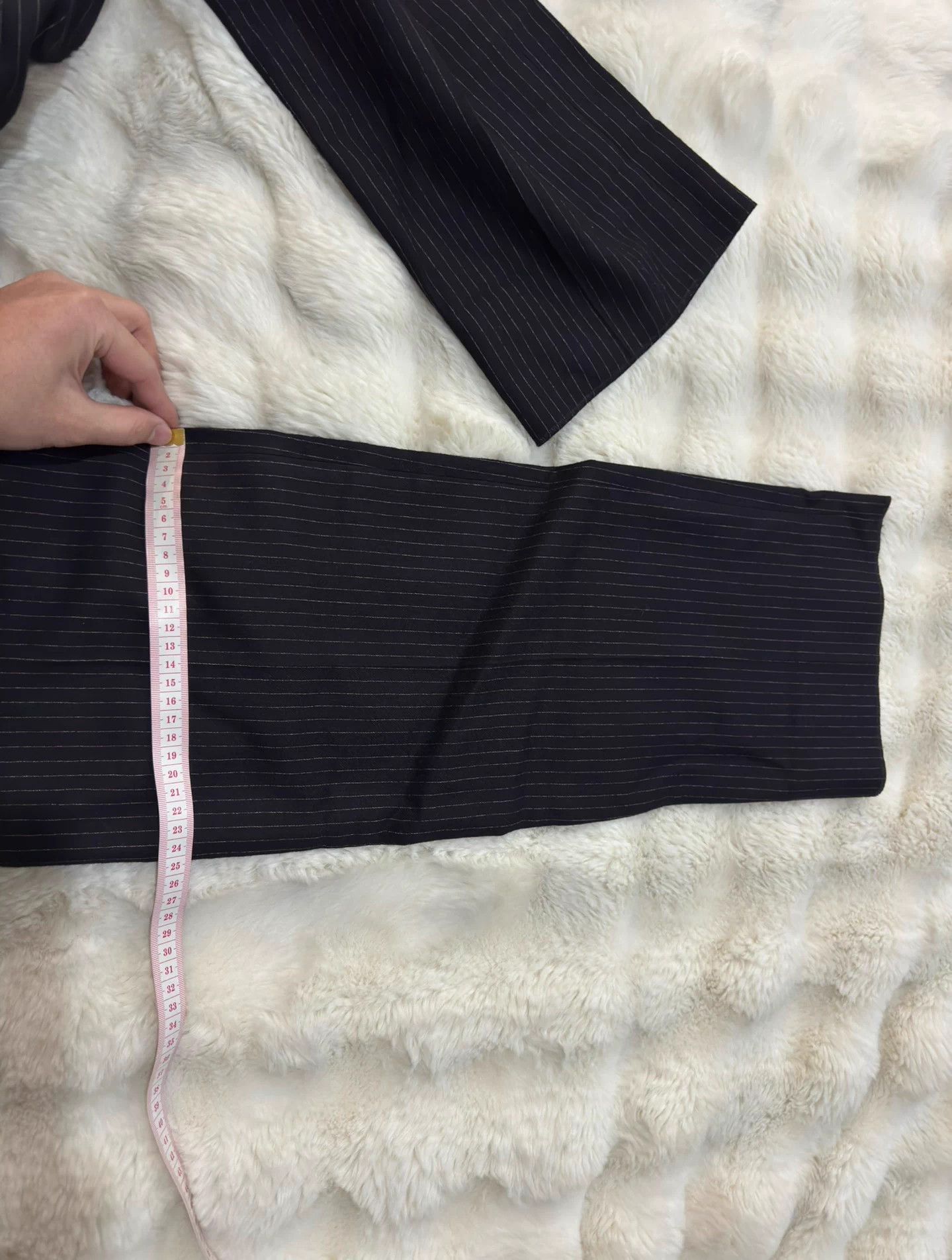 Saint Laurent Paris YSL 24 HighWaist Straight DoublePleat Black Stripe 50 Size US 34 / EU 50 - 9 Thumbnail