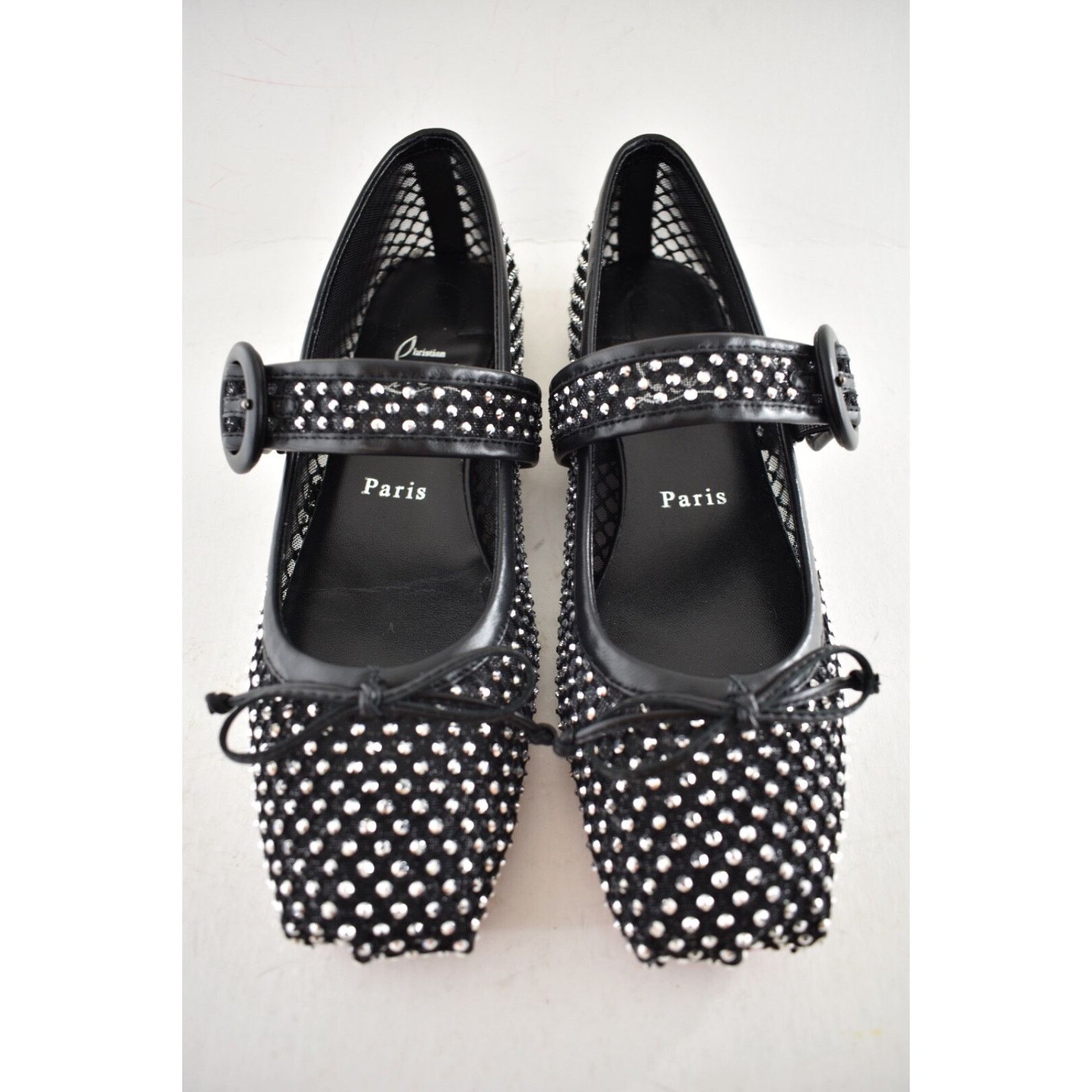 Christian Louboutin Christian Louboutin Mamastrapitina Flat Black Crystal Mesh Size US 8.5 / IT 38.5 - 10 Thumbnail