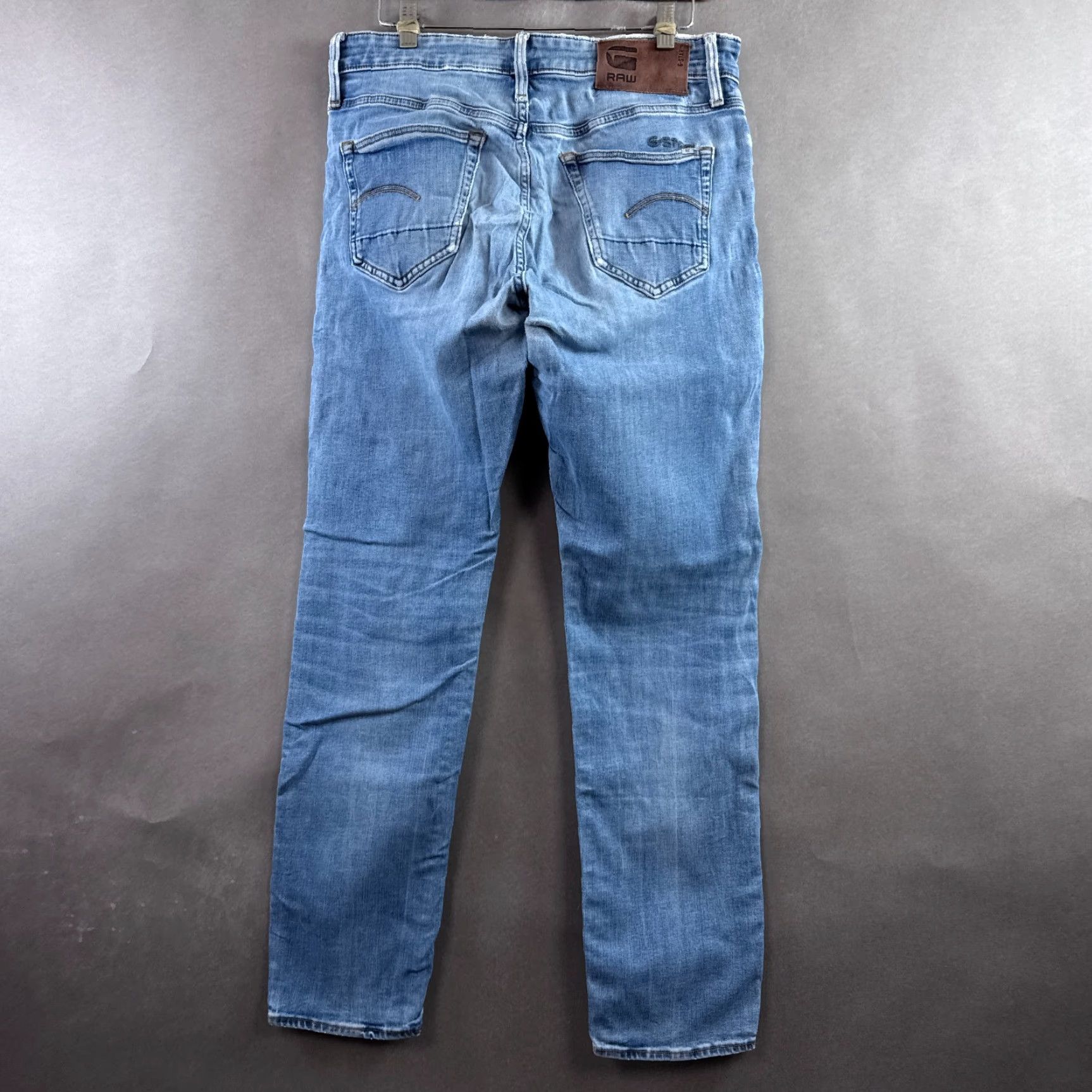 G-Star G Star Raw Jeans Mens 30x32 Blue 3301 Relaxed Button Fly Faded Pants Repaired Jeans Size US 30 / EU 46 - 3 Thumbnail