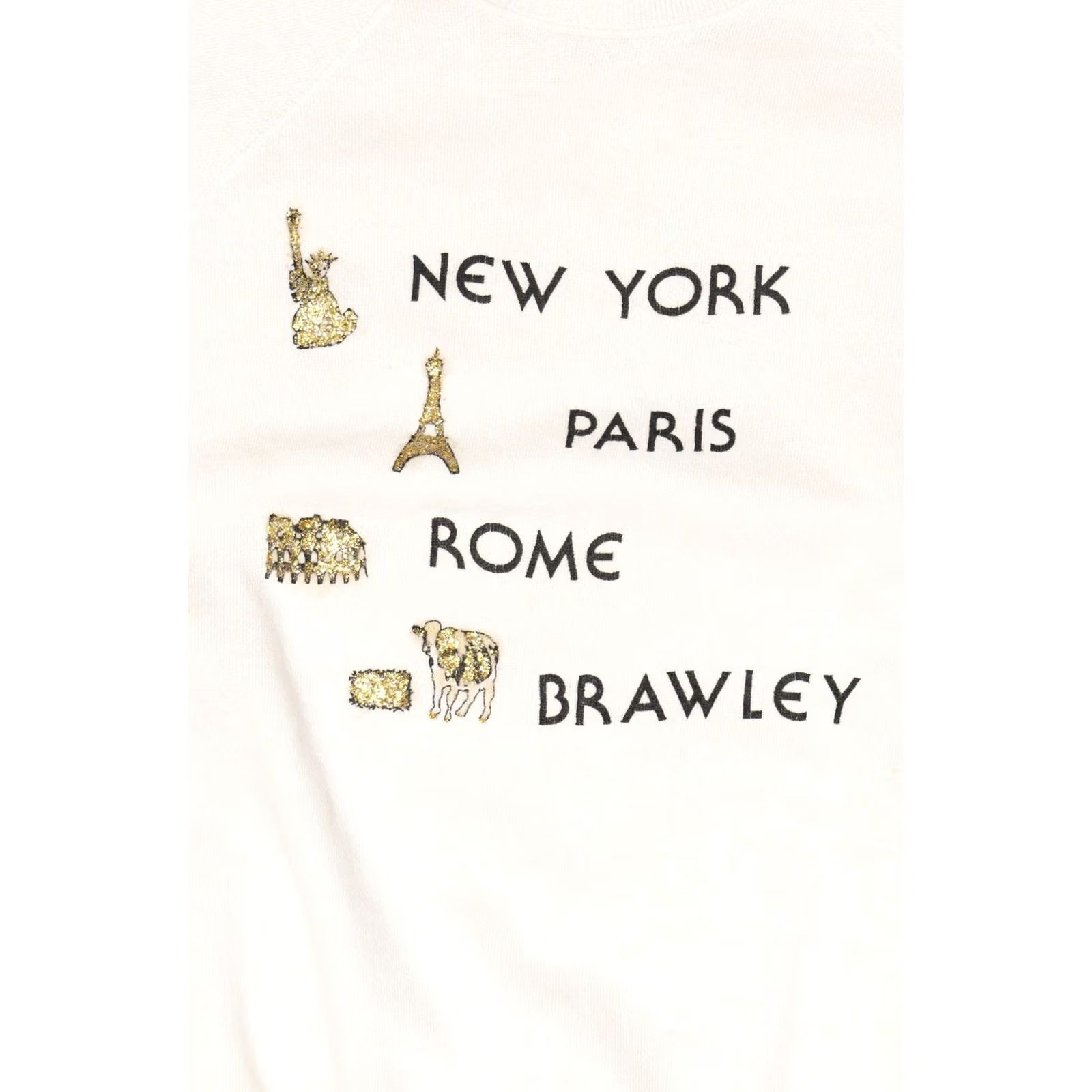 Tultex Tultex Raglan Sweatshirt Vintage White 1990s Large USA NY Paris Rome Brawley Womens or Mens Size US L / EU 52-54 / 3 - 2 Thumbnail