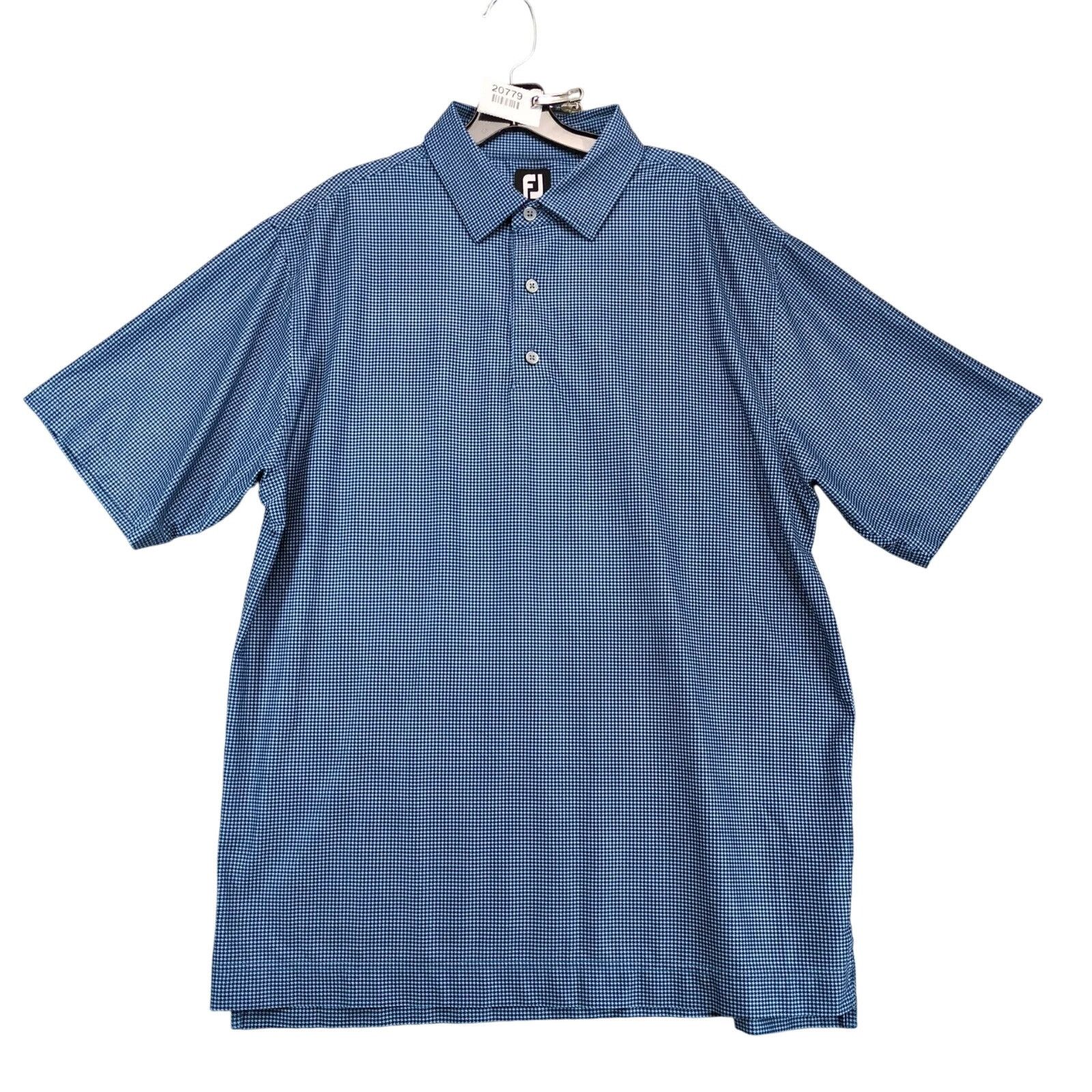 Footjoy FootJoy Blue Houndstooth Polo Shirt Mens L Short Sleeve Golf Size US L / EU 52-54 / 3 - 1 Thumbnail