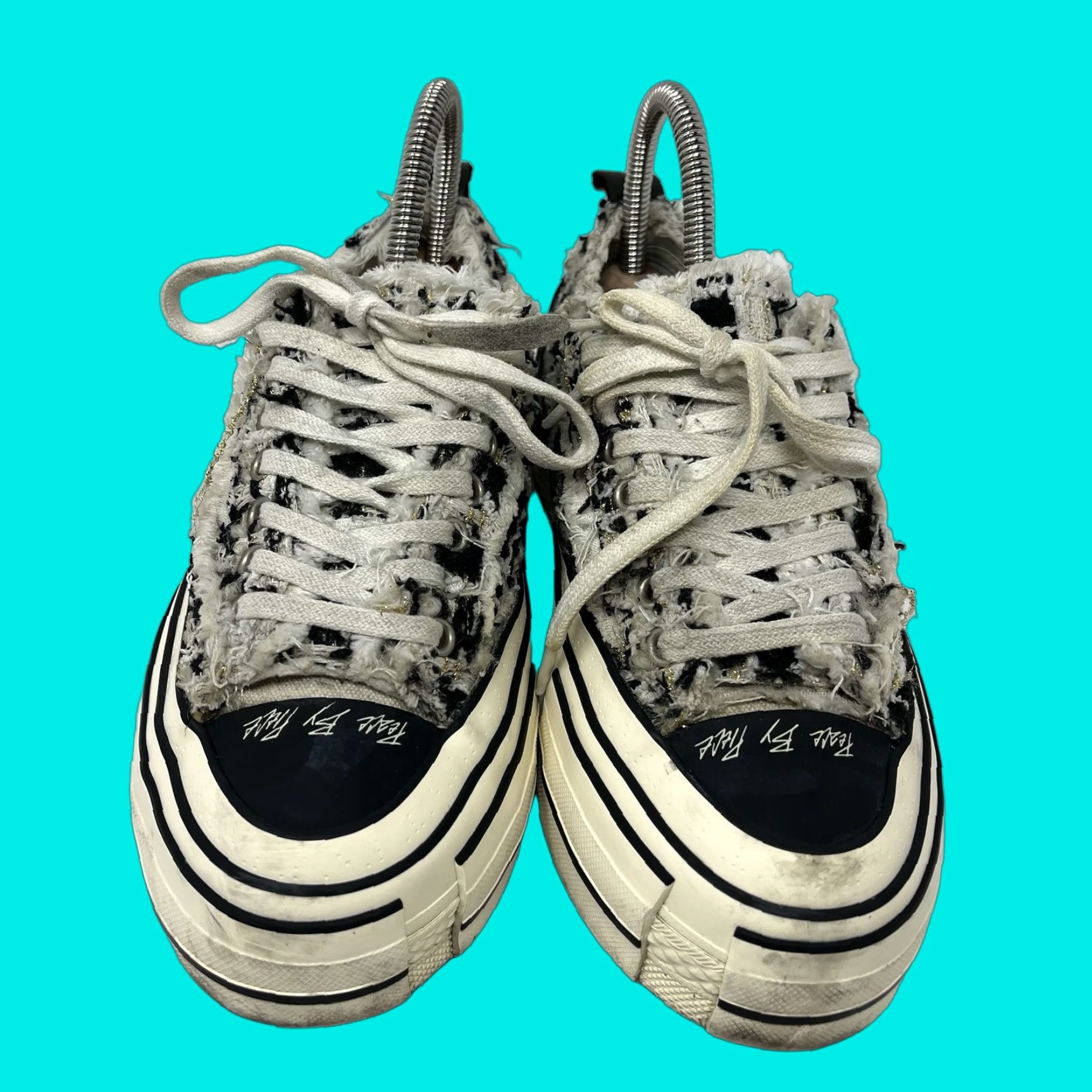 Vintage Vessel x G.P.O Low Mixed Tweed Sneaker Mens 6 Womens 8 Black Lace-Up Canvas Low Top City Designer Streetwear Size US 8 / IT 38 - 1 Thumbnail