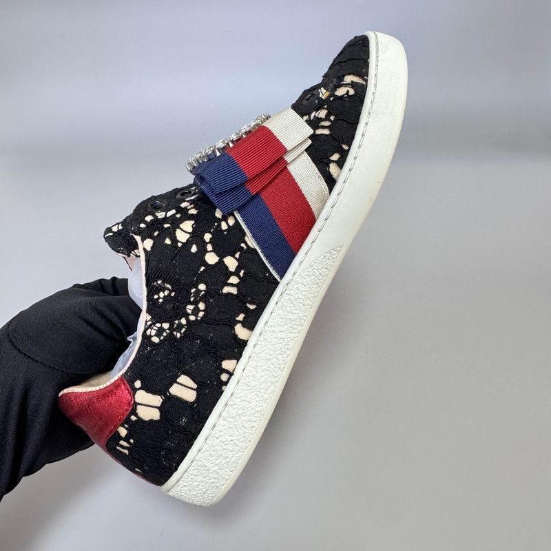 Gucci Gucci Lace-Trimmed Ace Low-Top Fashion Sneakers -2508 Size US 5 / IT 35 - 7 Thumbnail