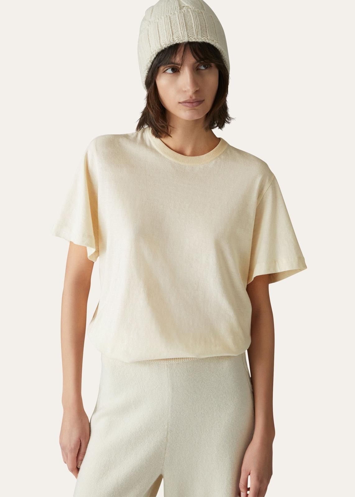 Loro Piana o1srvl11e0824 Hawke’S Short Sleeve T-Shirt in Ivory Size XXL / US 16-18 / IT 52-54 - 2 Thumbnail