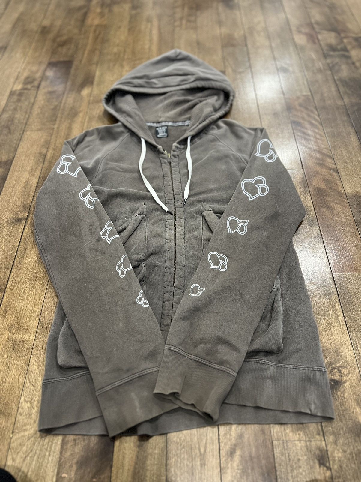 image of Number N Ine Number (N)Ine Crying Heart Cargo Hoodie in Brown, Men's (Size Large)