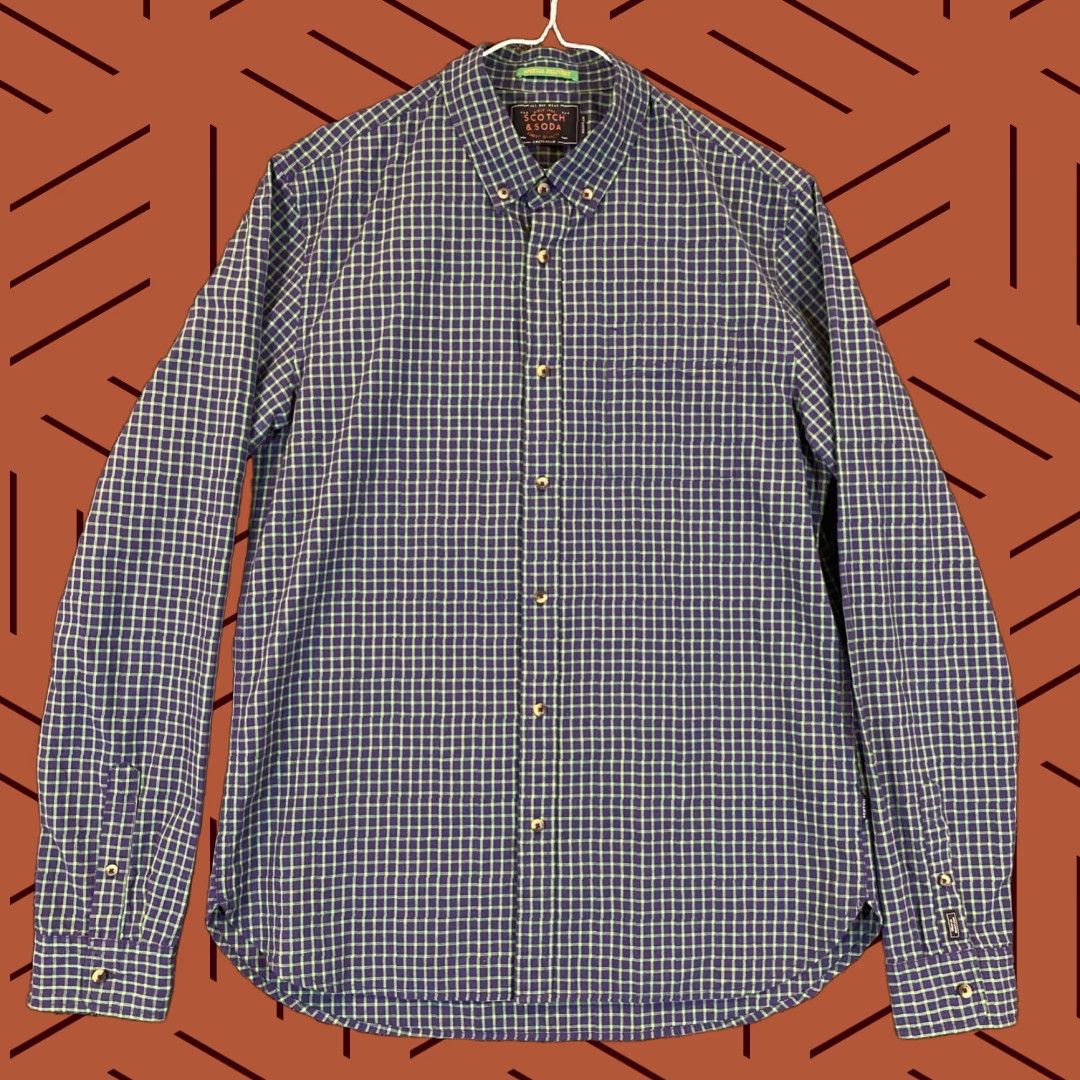 Scotch & Soda Scotch & Soda Shirt Mens L Large Blue Green Plaid Button-Down L/S Special Delivery Size US M / EU 48-50 / 2 - 1 Thumbnail