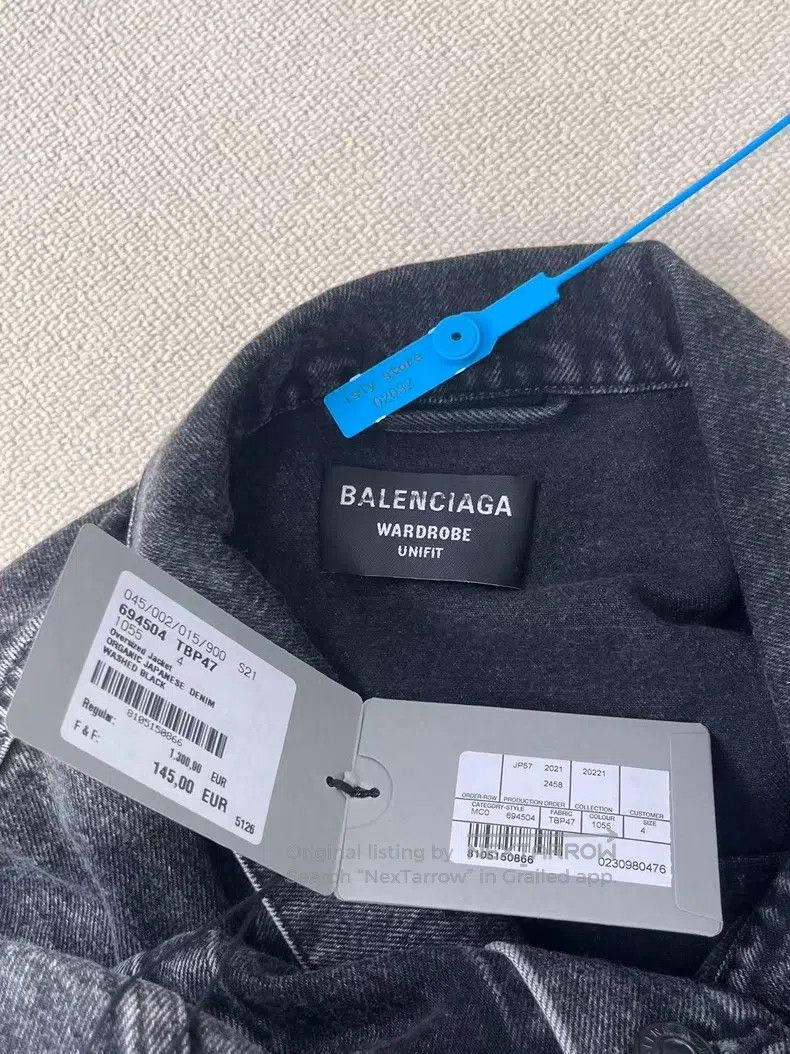 Balenciaga Balenciaga Logo Print Lapel Single Button Long Sleeve Deni Size US XL / EU 56 / 4 - 5 Thumbnail