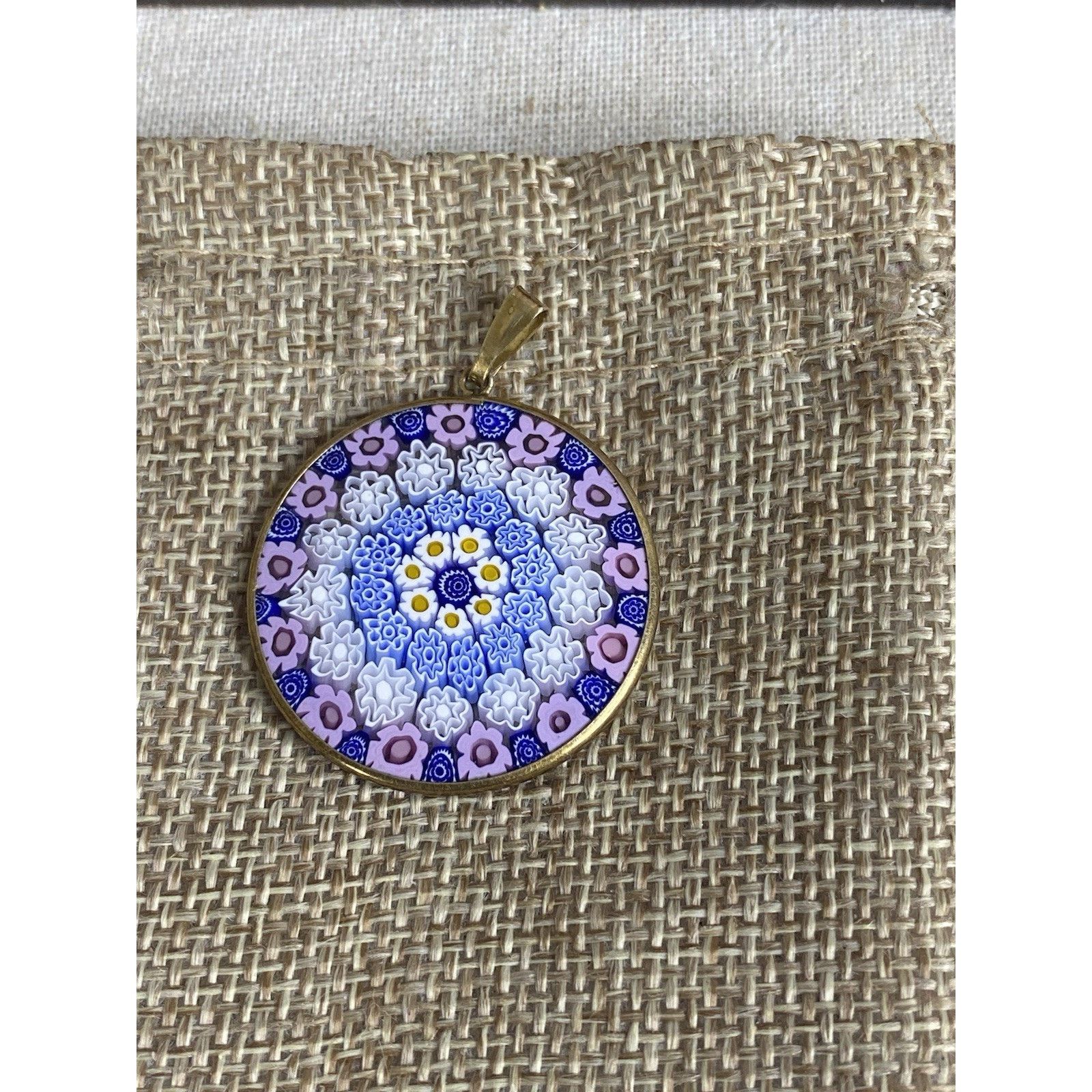 Vintage Vintage Marked 800 Silver Gold Vermeil Millefiori Pendant Size ONE SIZE - 7 Thumbnail