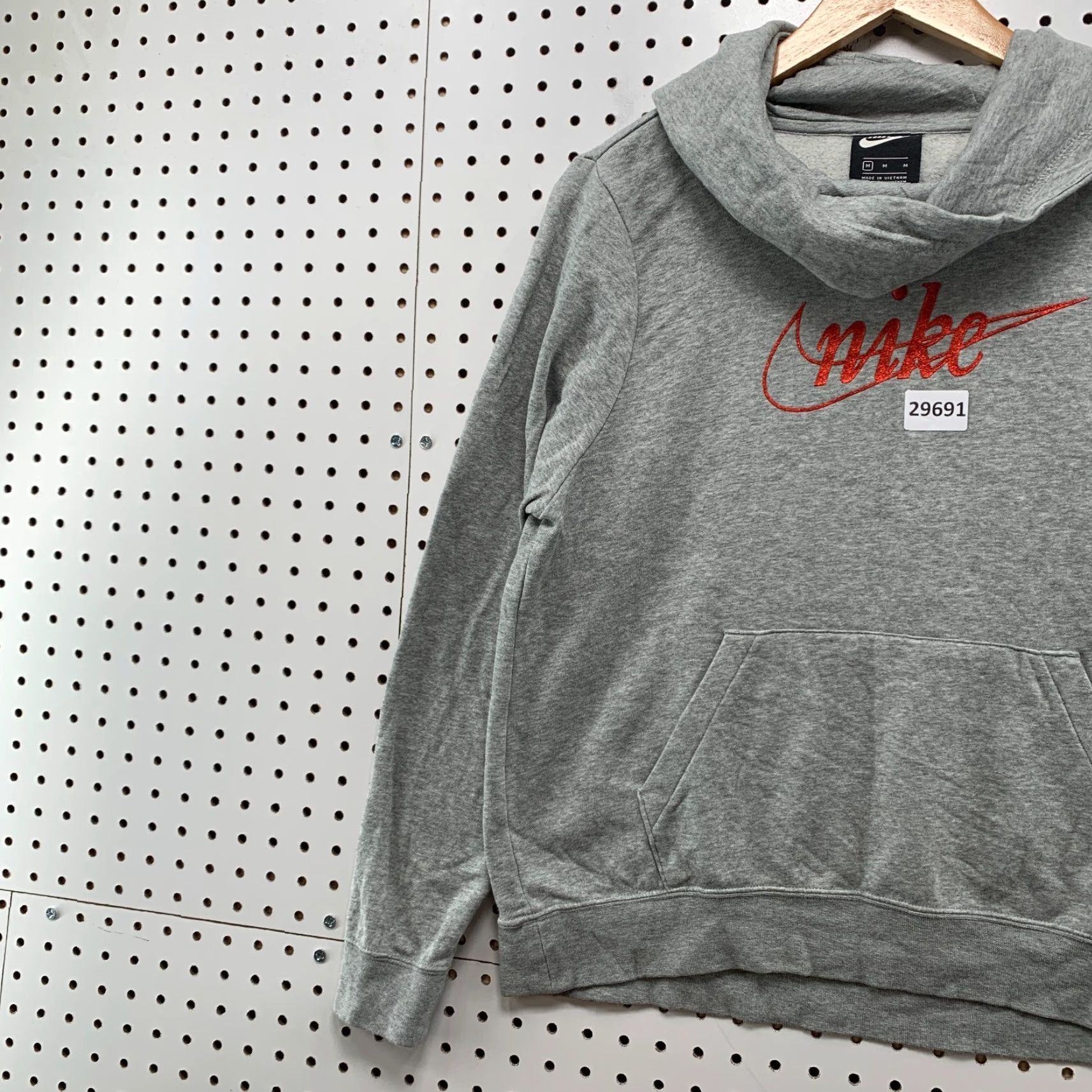 Nike Nike Hoodie Womens Medium Gray Red Swoosh Cowl Neck Hooded Sweatshirt 23x23 Size M / US 6-8 / IT 42-44 - 3 Thumbnail