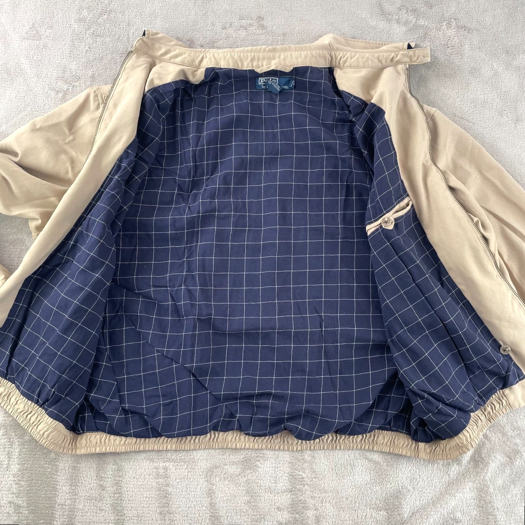 Polo Ralph Lauren Vintage Polo Ralph Lauren Bomber Jacket Men XL Beige Flannel Lined Zip Bi-Swing Chinstrap Embroidered Logo Zipper Mens Size US XL / EU 56 / 4 - 6 Thumbnail