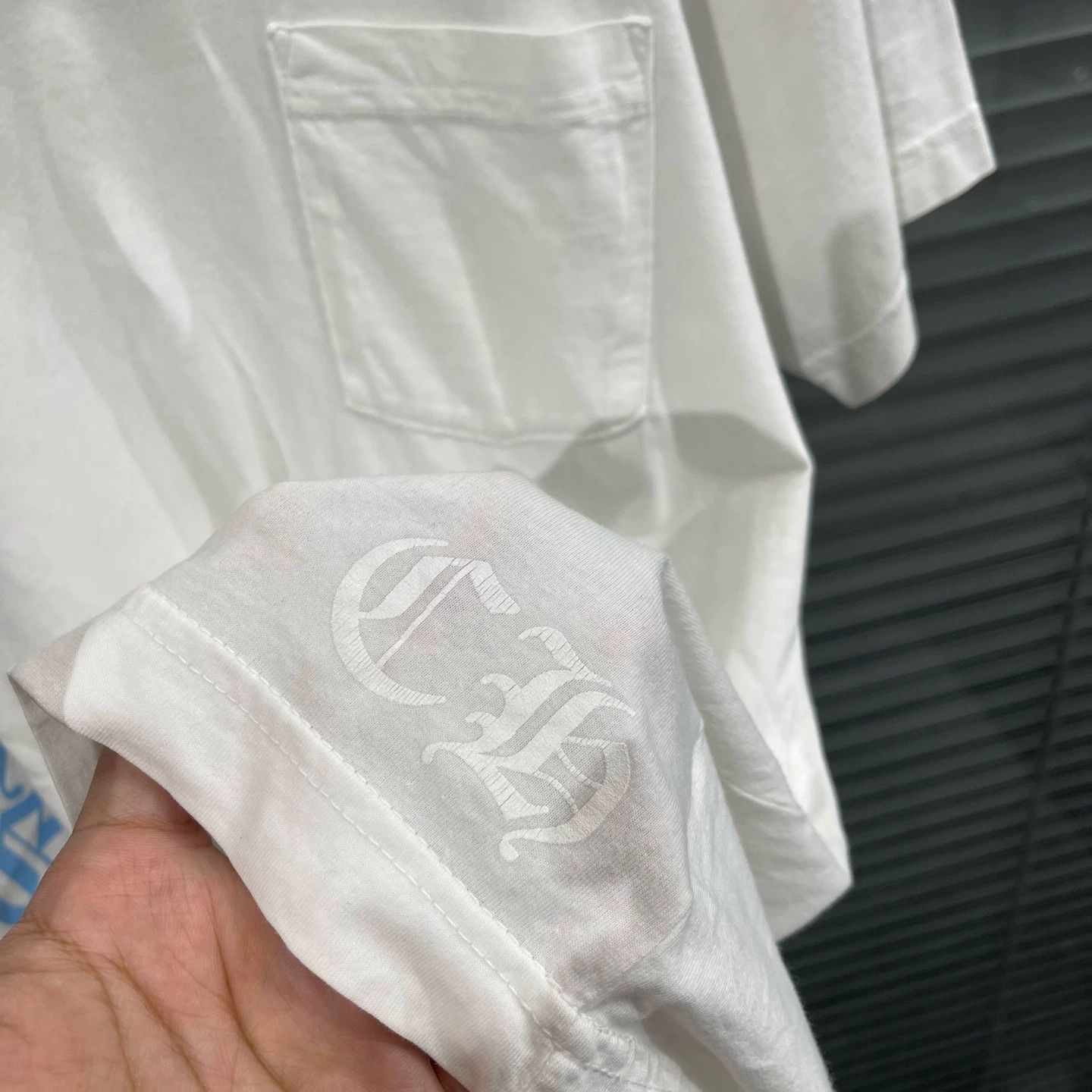 Chrome Hearts Chrome Hearts White Blue Side Sanskrit Short Tee M (Hot) Size US M / EU 48-50 / 2 - 5 Thumbnail